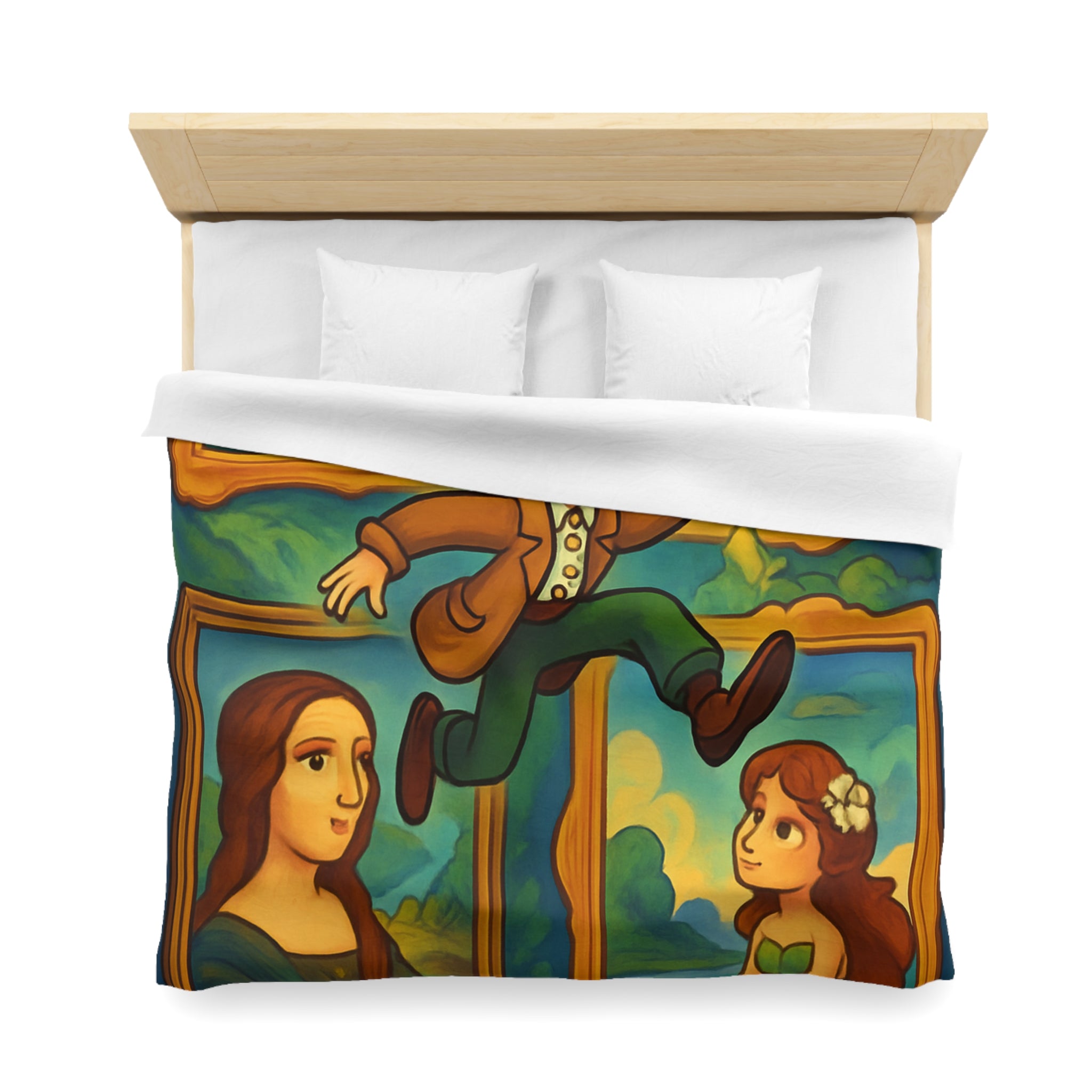 Housse de Couette Microfibre Design Artistique Moderne Décoration Chambre Confort Premium