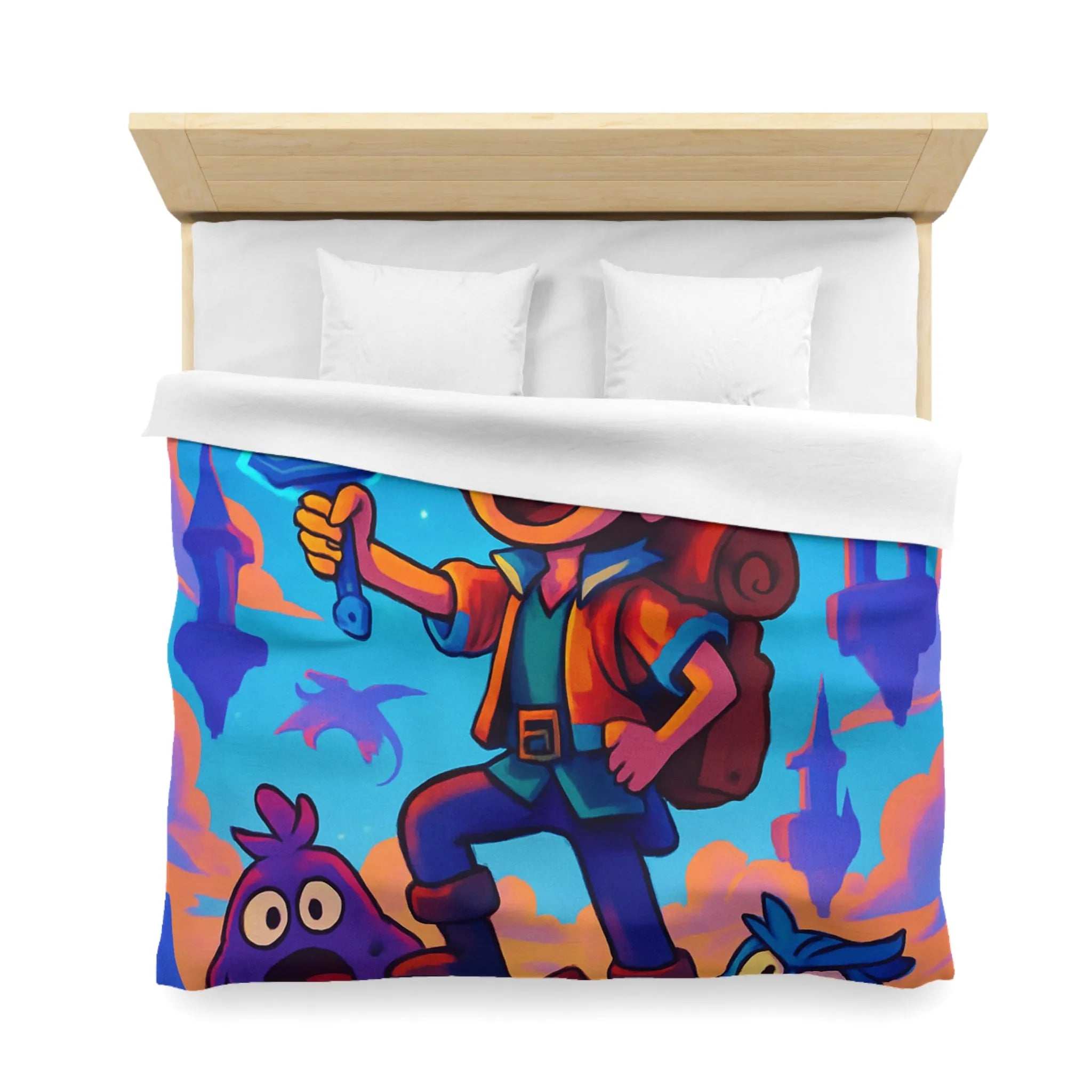 Housse de Couette Aventure Fantastique avec Épée Enchantée et Créatures Magiques pour Enfants