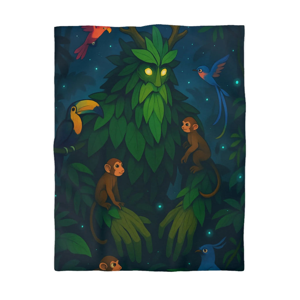 Housse de couette forêt enchanteresse avec animaux exotiques et créature mystérieuse