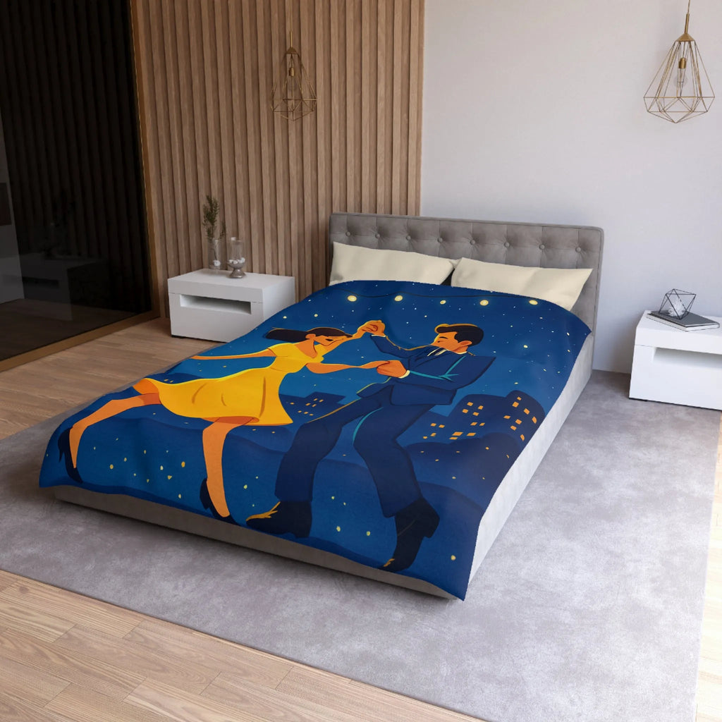 Housse de Couette Étoilée avec Couple Dansant en Soirée Ville Style Vintage