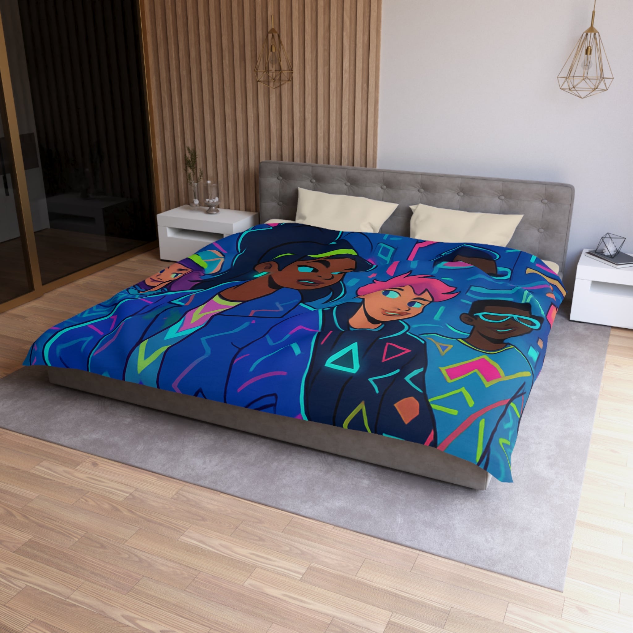 Housse de Couette Microfibre Illustration Unique Design Moderne Décoration Intérieure Raffinée