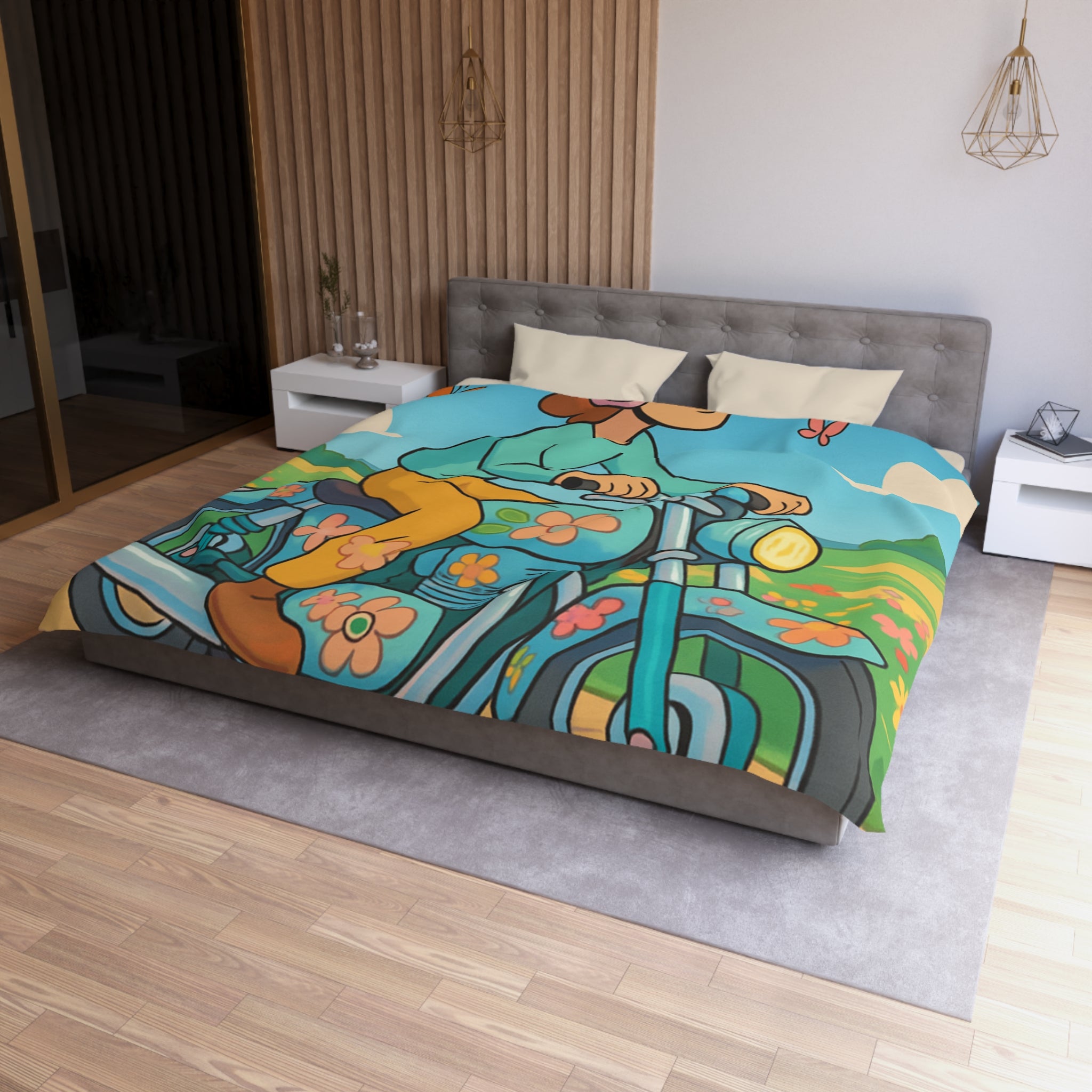 Housse de Couette Microfibre Design Artistique Moderne Décoration Chambre Confort Premium