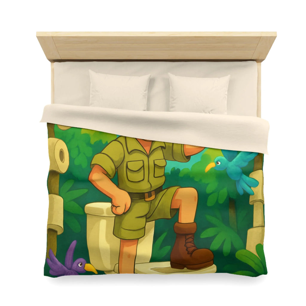 Housse de Couette Jungle Aventure avec Animaux aux Couleurs Vives et Drôle Explorateur