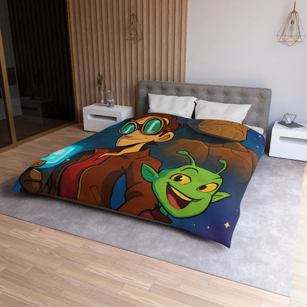 Housse de Couette Enfantine avec Personnages de Science-Fiction Stylisés et Univers Fantastique