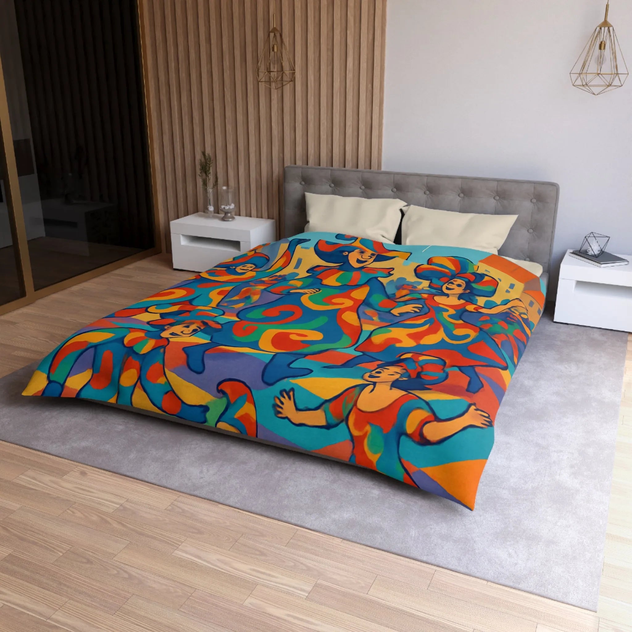 Housse de couette colorée avec motifs de carnaval vibrants pour ambiance festive et joyeuse