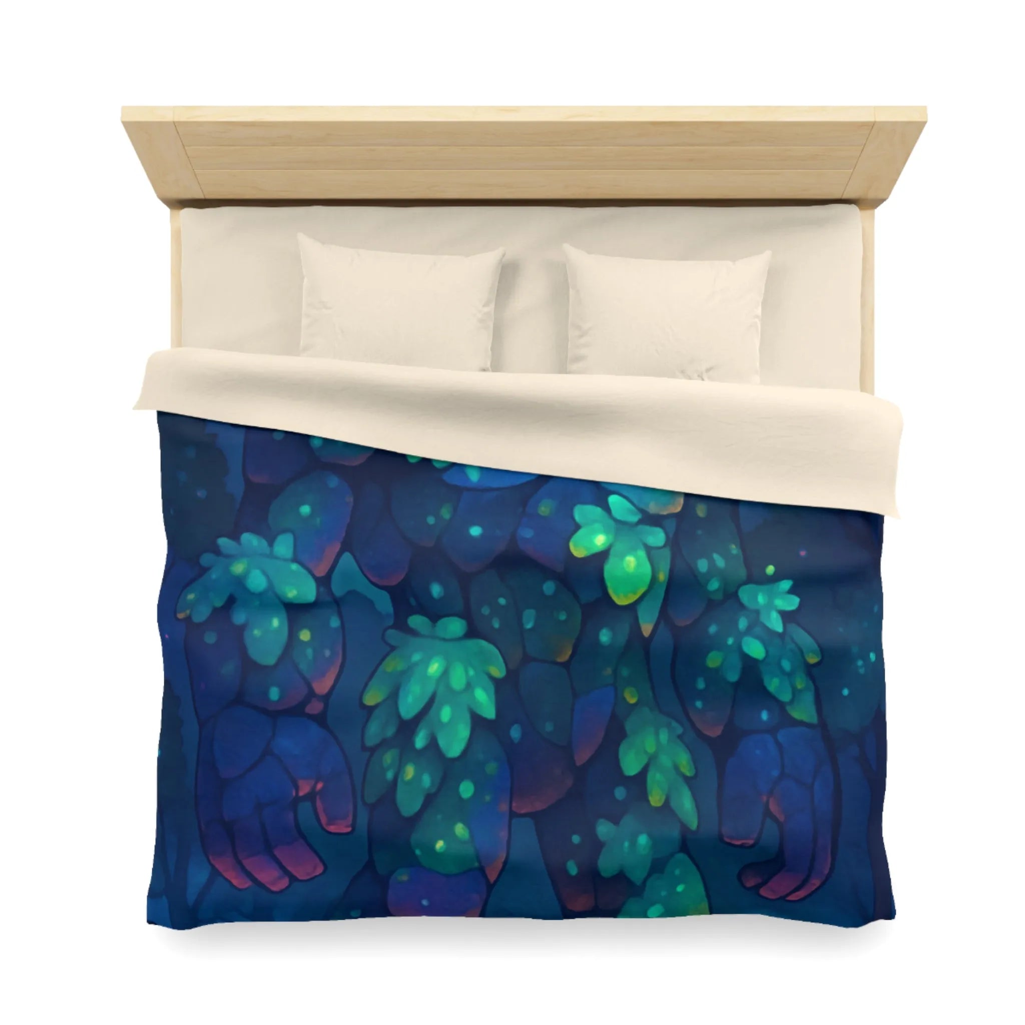 Housse de Couette Féérique avec Golem Lumineux et Fées dans la Forêt Nocturne