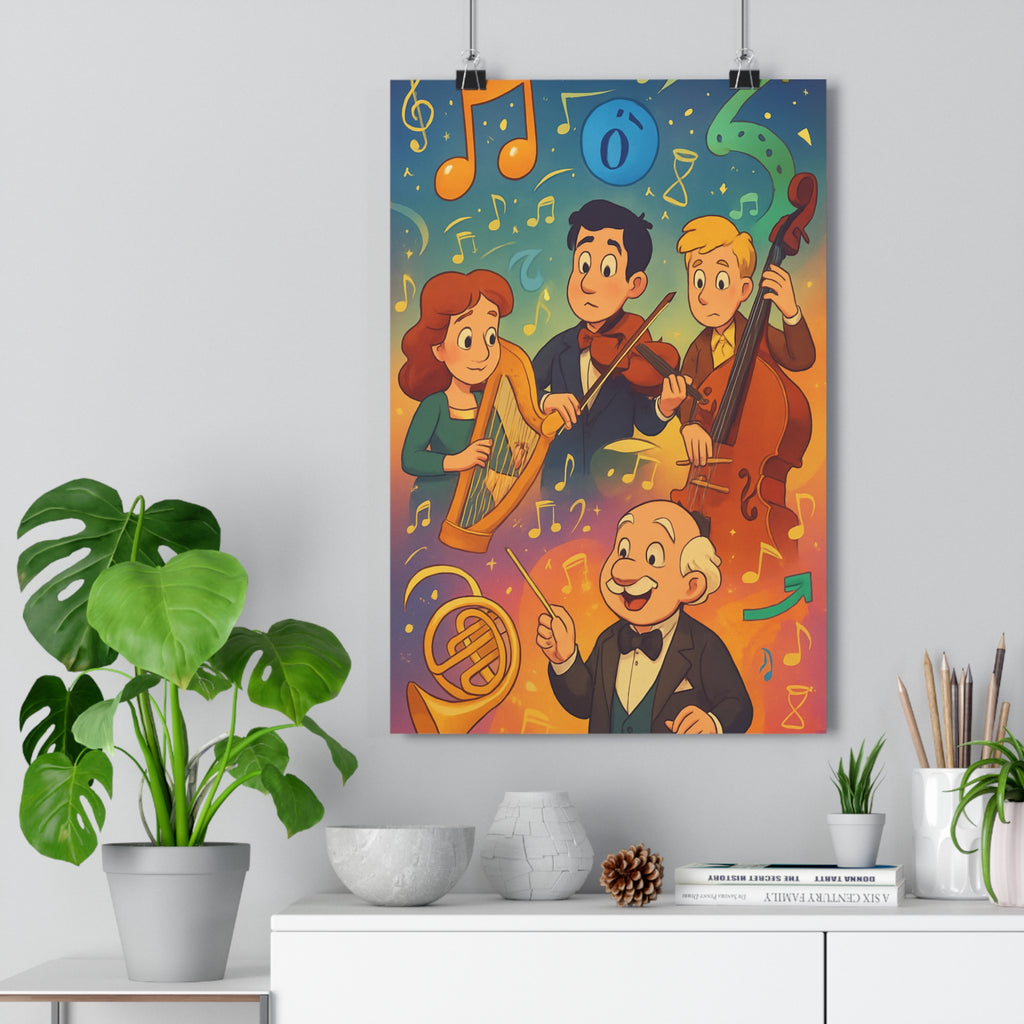 Poster décoratif coloré musical joyeux illustration conte salon chambre vibrant art mur qualité premium