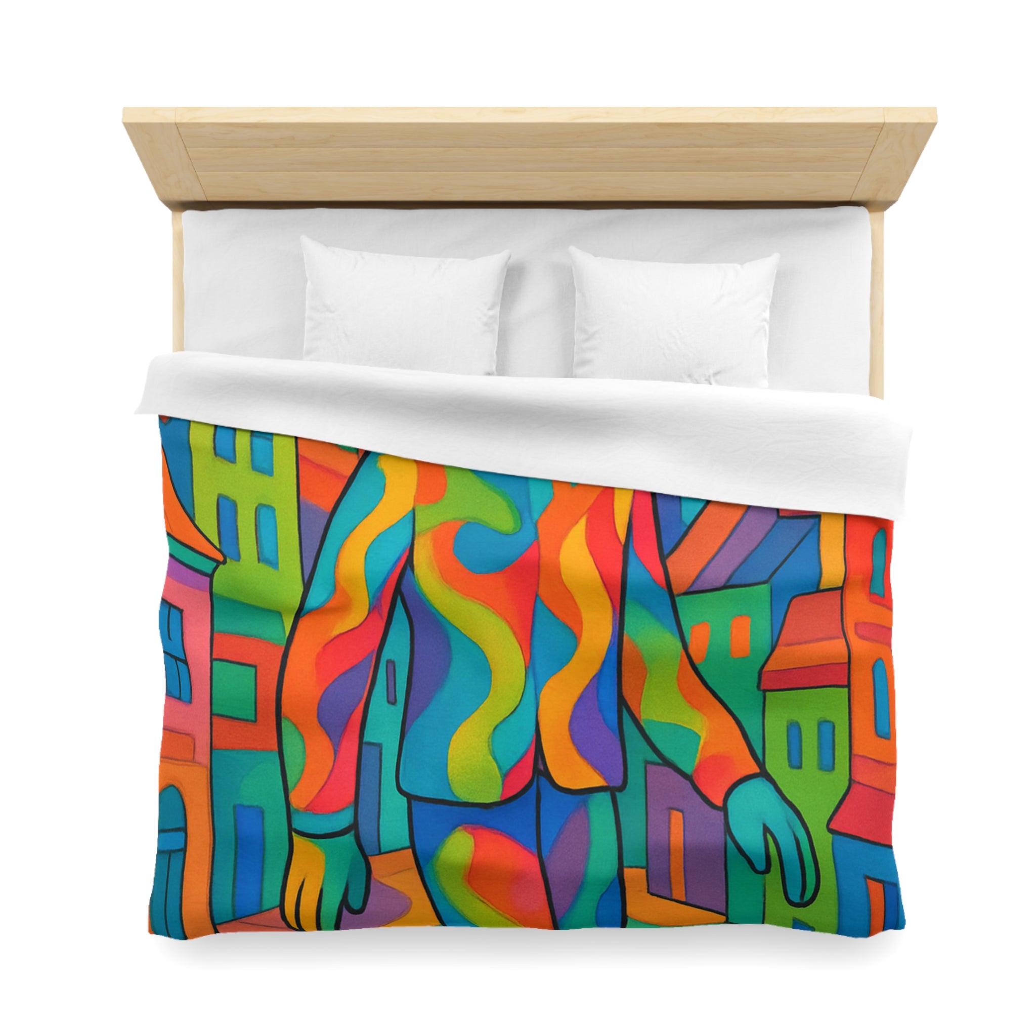 Housse de Couette Microfibre Motif Créatif Original Style Contemporain Chambre Élégante