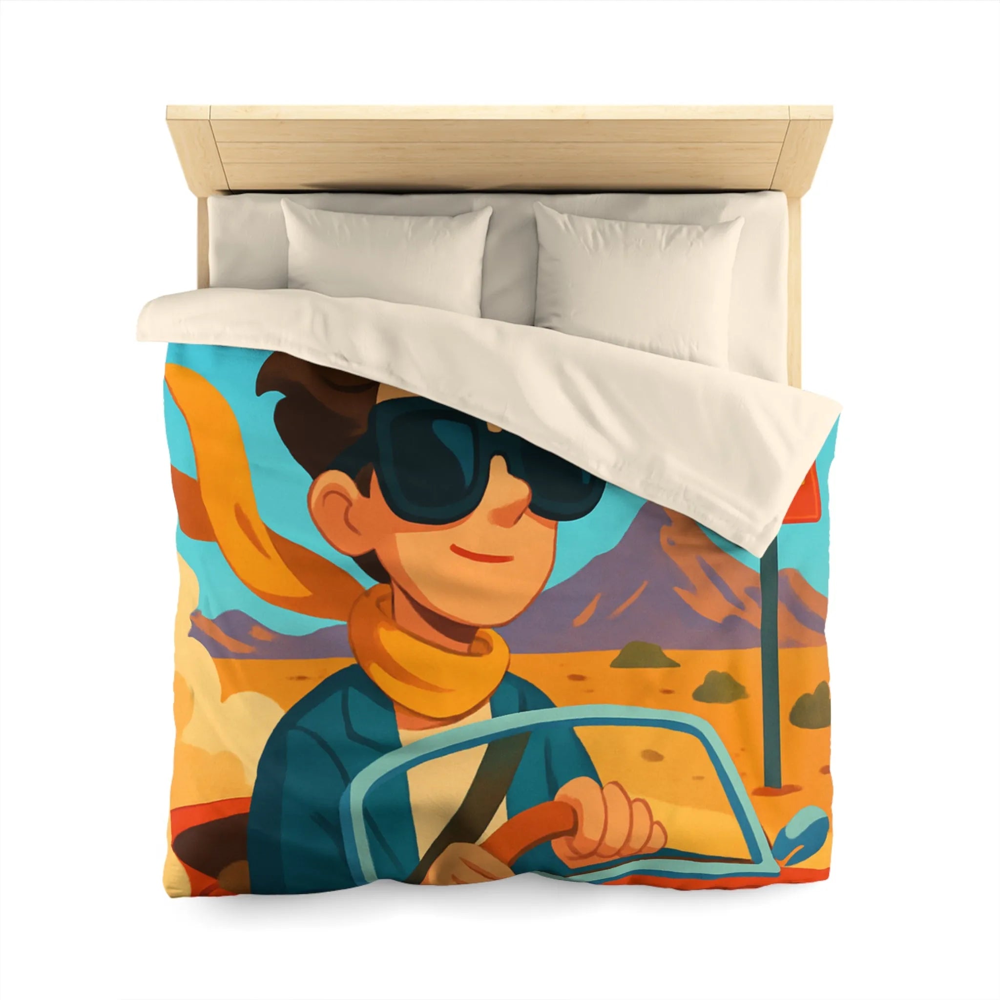 Housse de Couette Microfibre Art Graphique Contemporain Style Décoratif Chambre Tendance