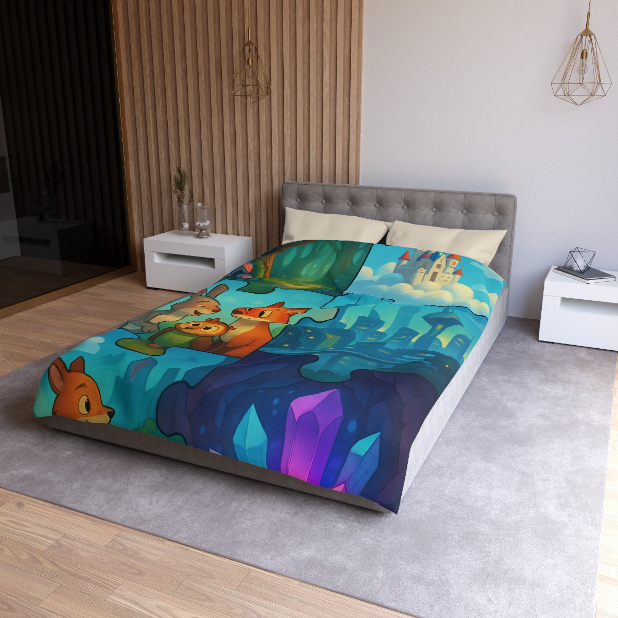 Housse de Couette Microfibre Design Artistique Moderne Décoration Chambre Confort Premium