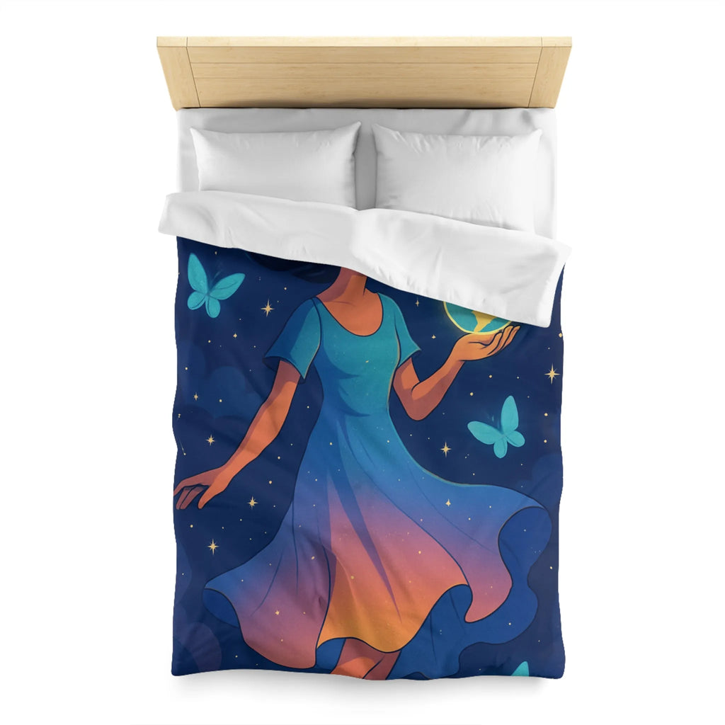 Housse de couette enfant rêve étoilé fille flottant avec globe et papillons