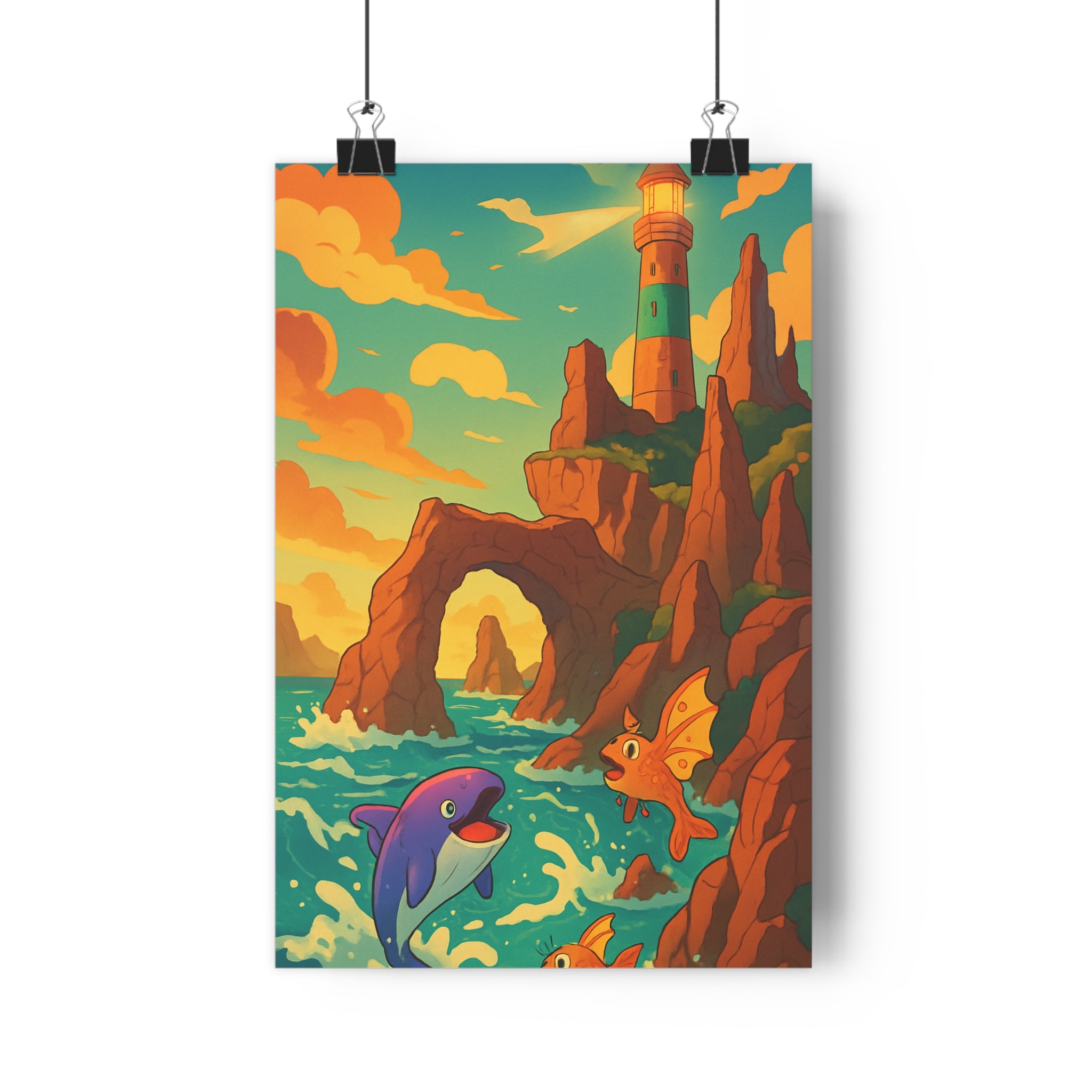 Poster décoratif animé fantastique côtier lumineux chambre enfant aventure joyeux coloré dramatique artistique chambre