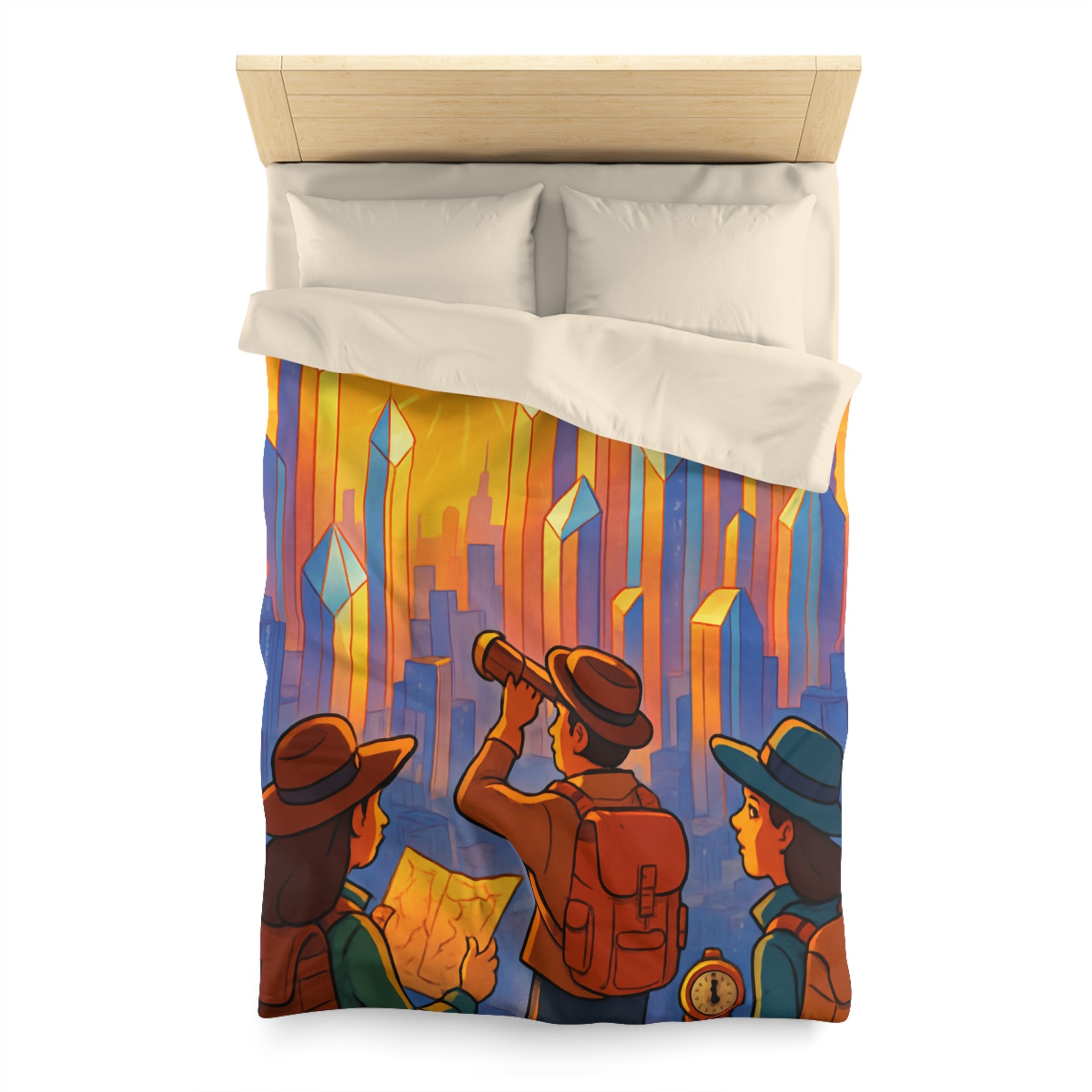 Housse de Couette Microfibre Illustration Unique Design Moderne Décoration Intérieure Raffinée