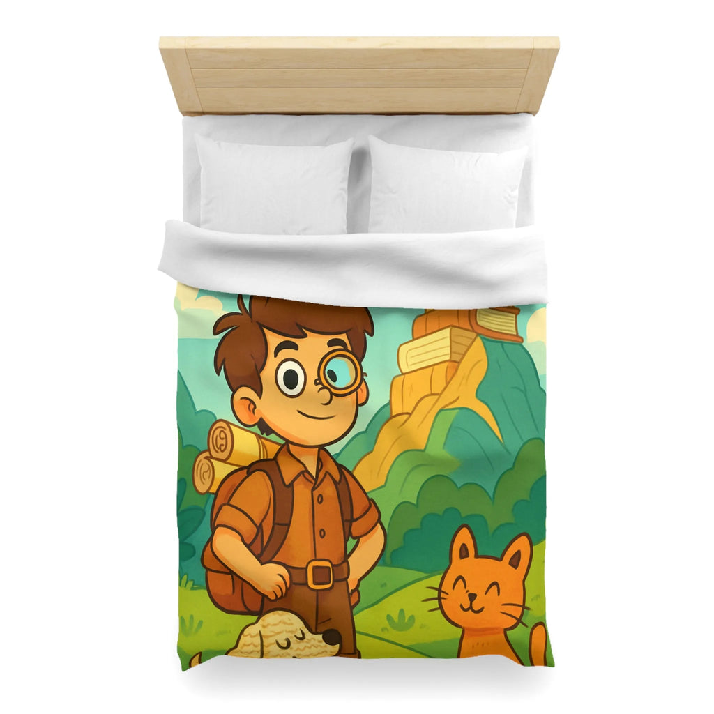 Housse de Couette Enfant Aventure avec Dragon et Animaux pour Voyage Imaginaire