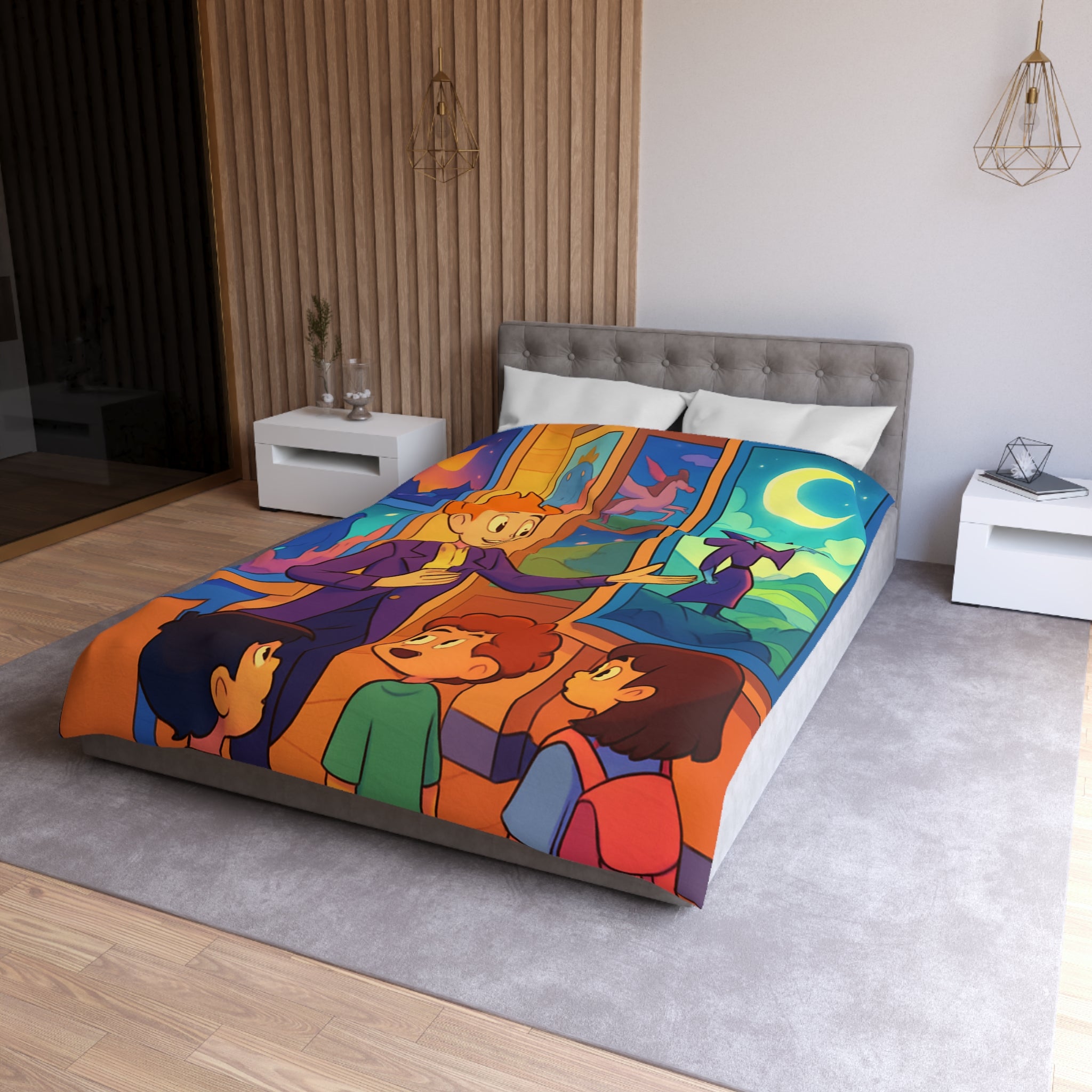 Housse de Couette Microfibre Motif Créatif Original Style Contemporain Chambre Élégante