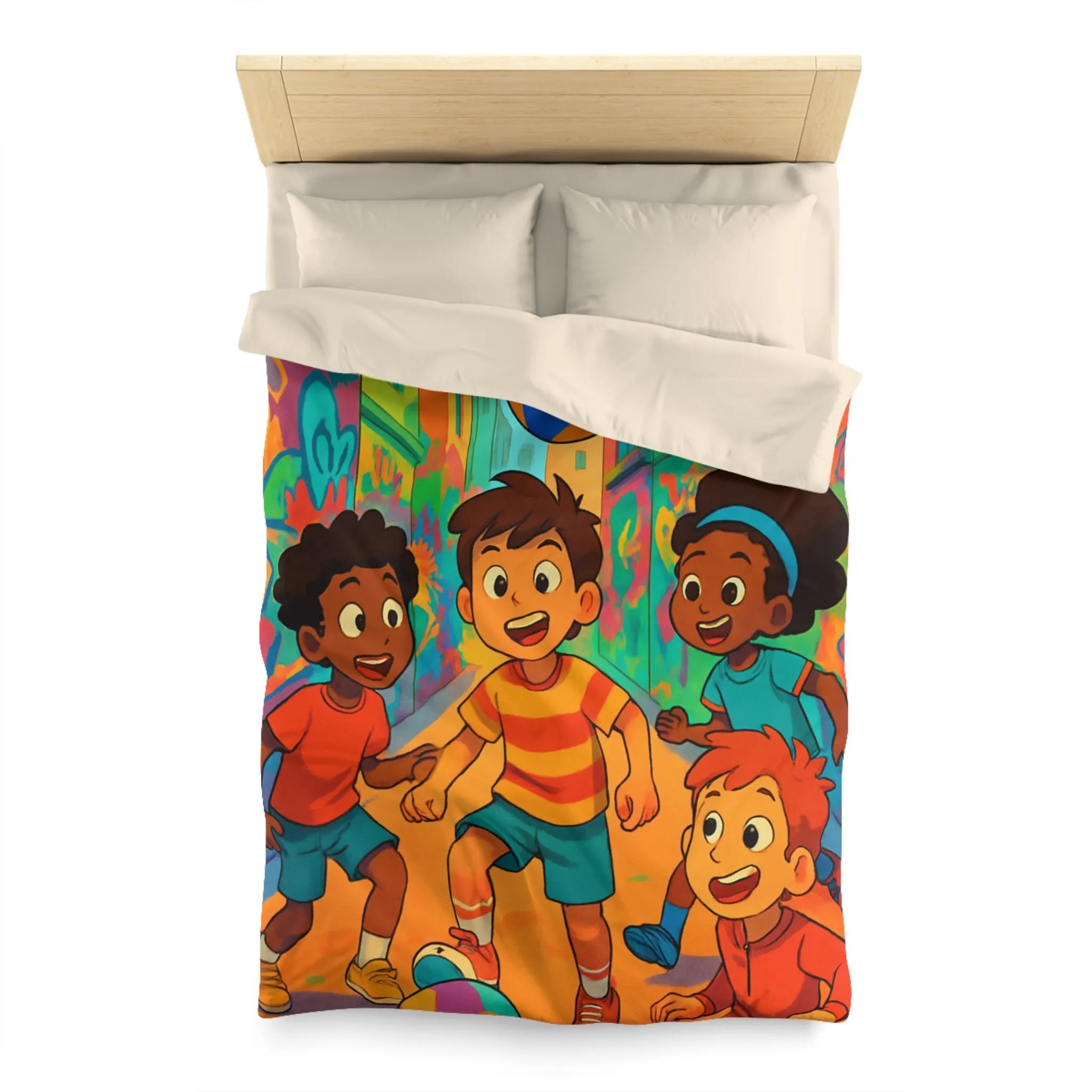 Housse de Couette Microfibre Art Graphique Contemporain Style Décoratif Chambre Tendance