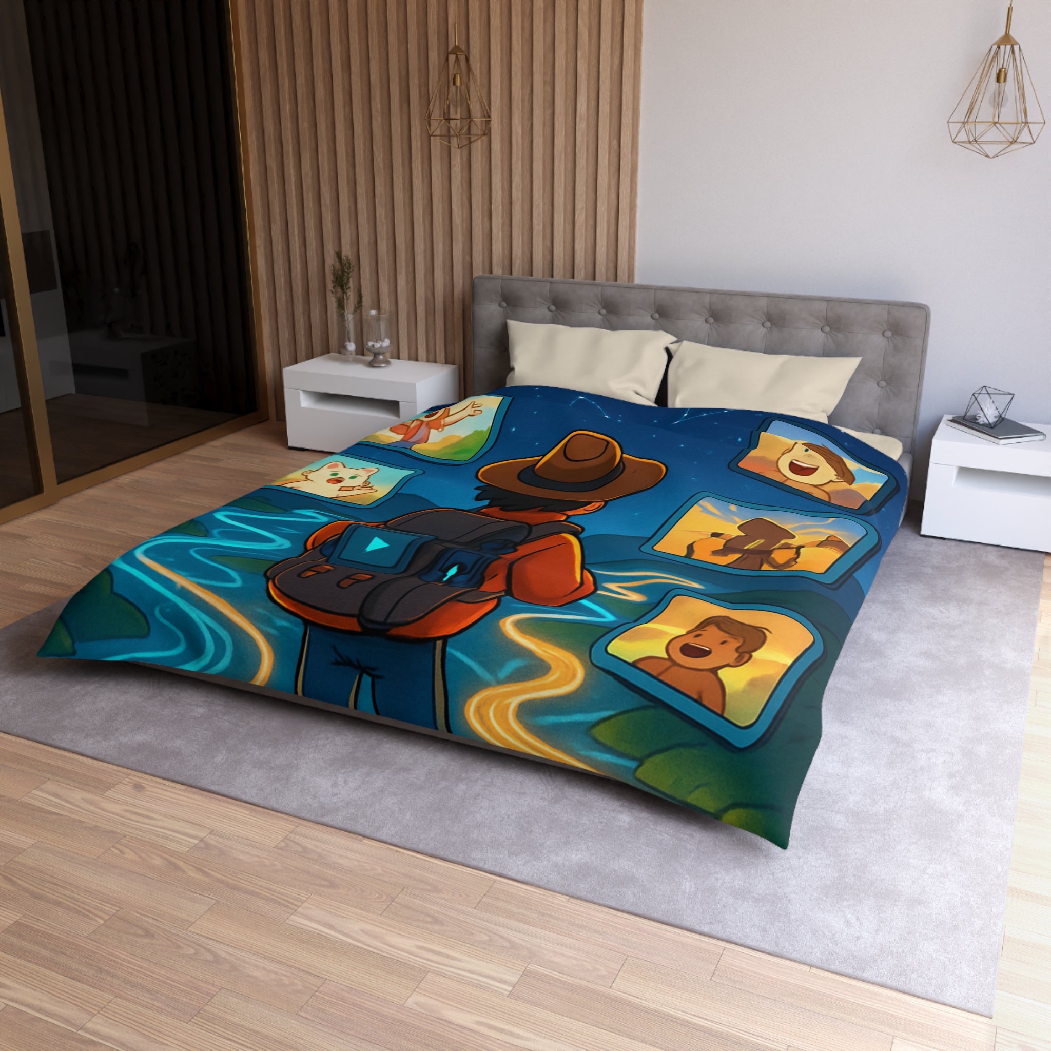 Housse de Couette Microfibre Illustration Unique Design Moderne Décoration Intérieure Raffinée