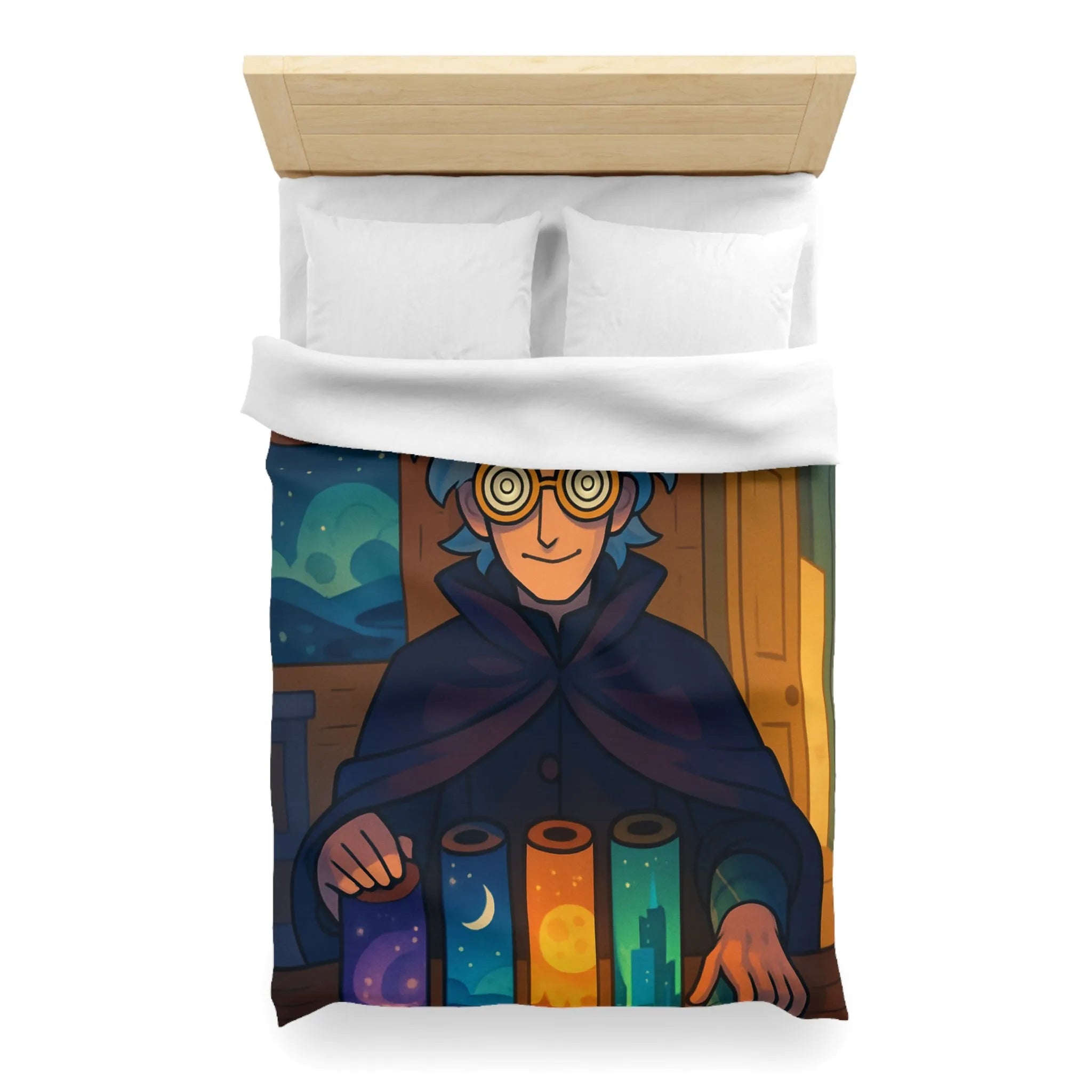 Housse de couette magique avec design nocturne sur fond de lune et étoiles