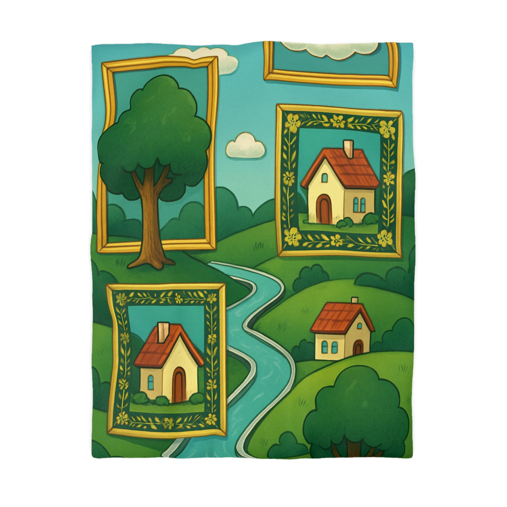 Housse de Couette Microfibre Design Artistique Moderne Décoration Chambre Confort Premium