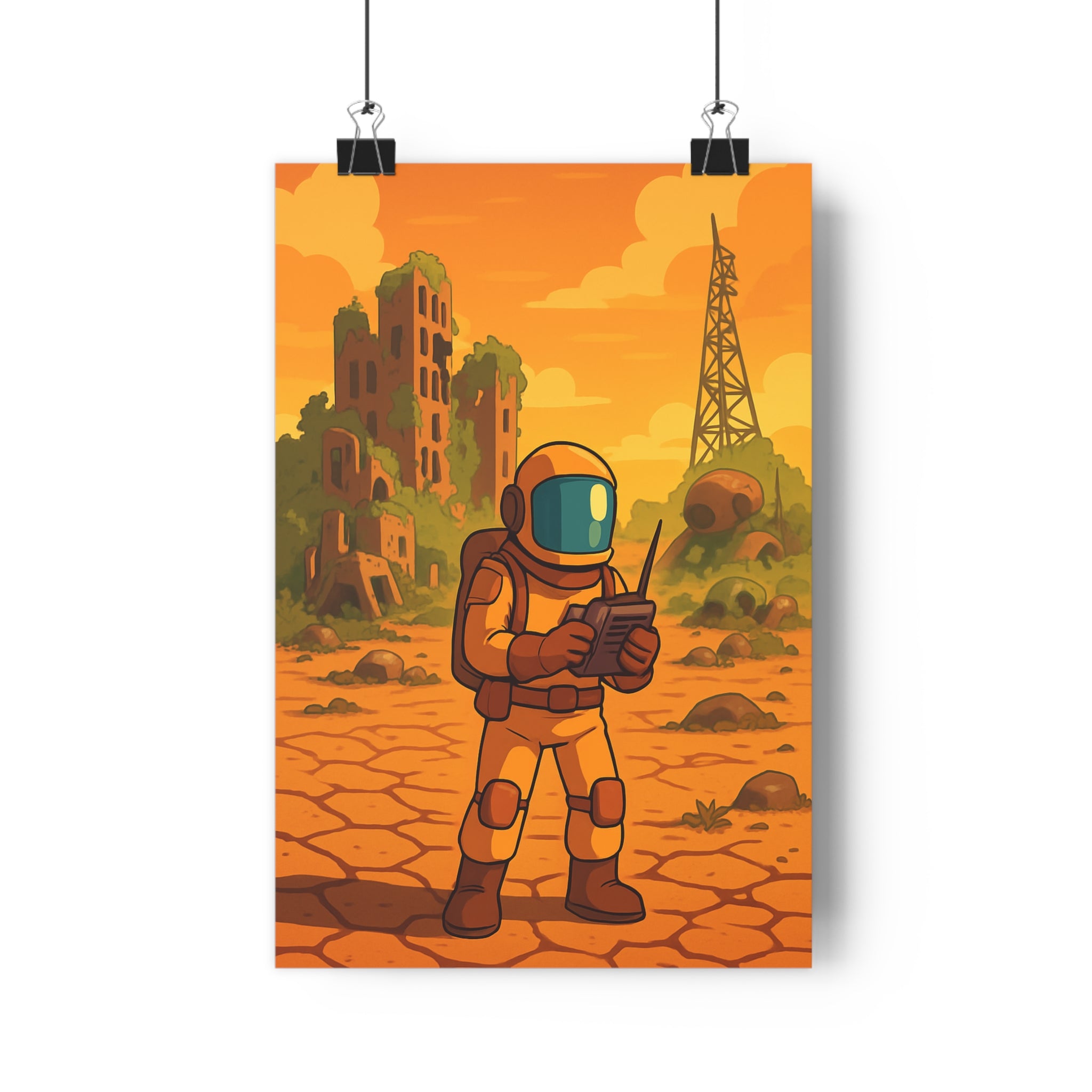 Poster décoratif aventure dessin animé désert mystérieux explorateur bureau chambre vibrant 30x46 moderne qualité