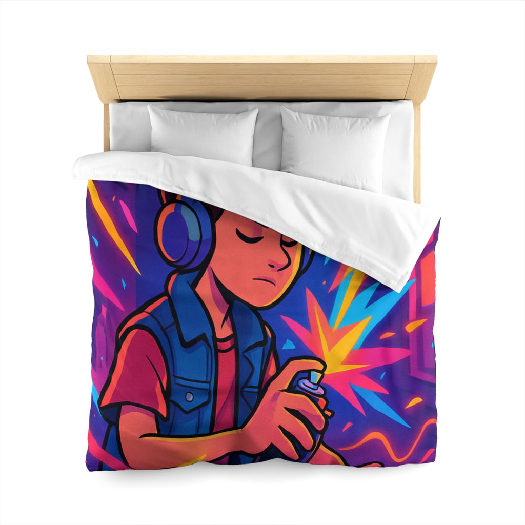 Housse de Couette Microfibre Design Artistique Moderne Décoration Chambre Confort Premium