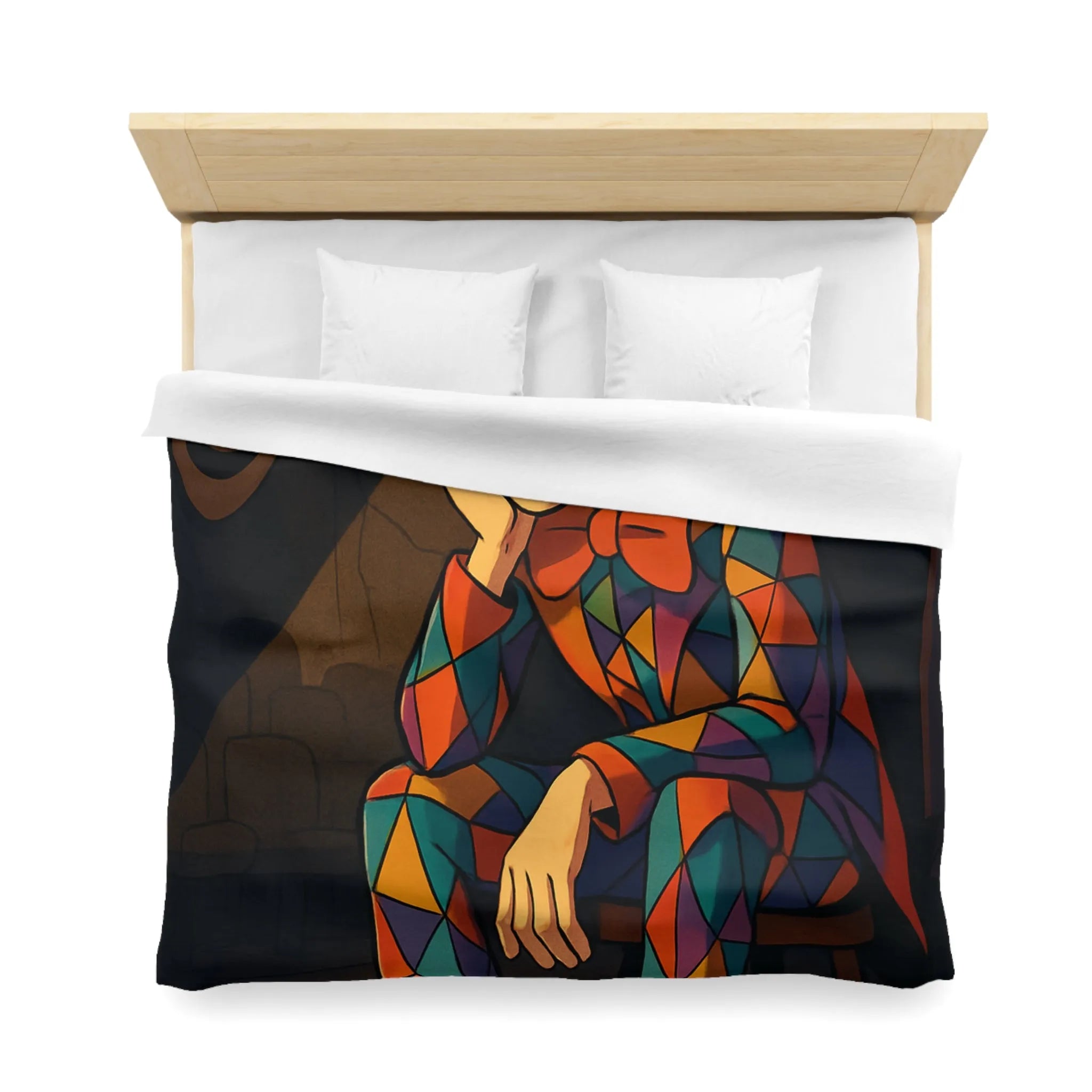 Housse de couette clown triste aux motifs colorés pour chambre unique et artistique
