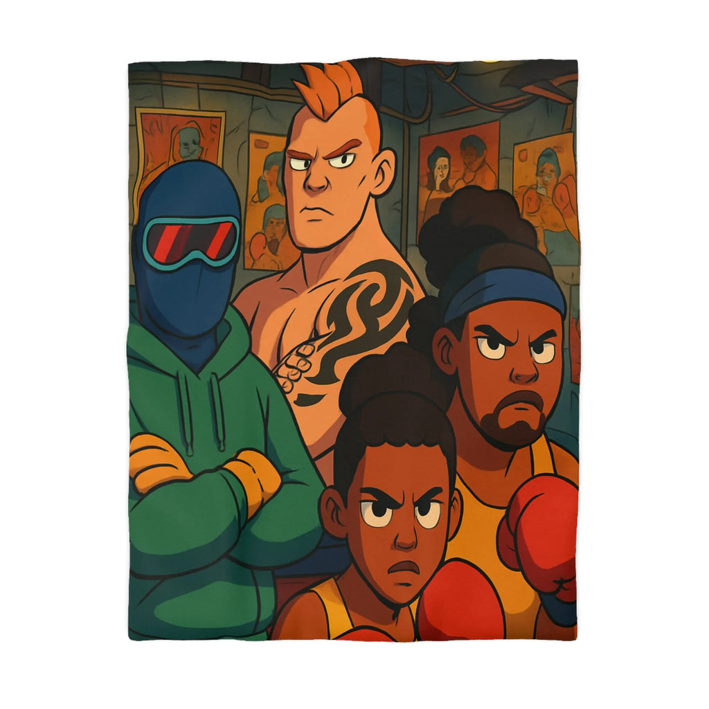 Housse de couette colorée avec boxeurs dessin animé pour chambre enfant sportive unique