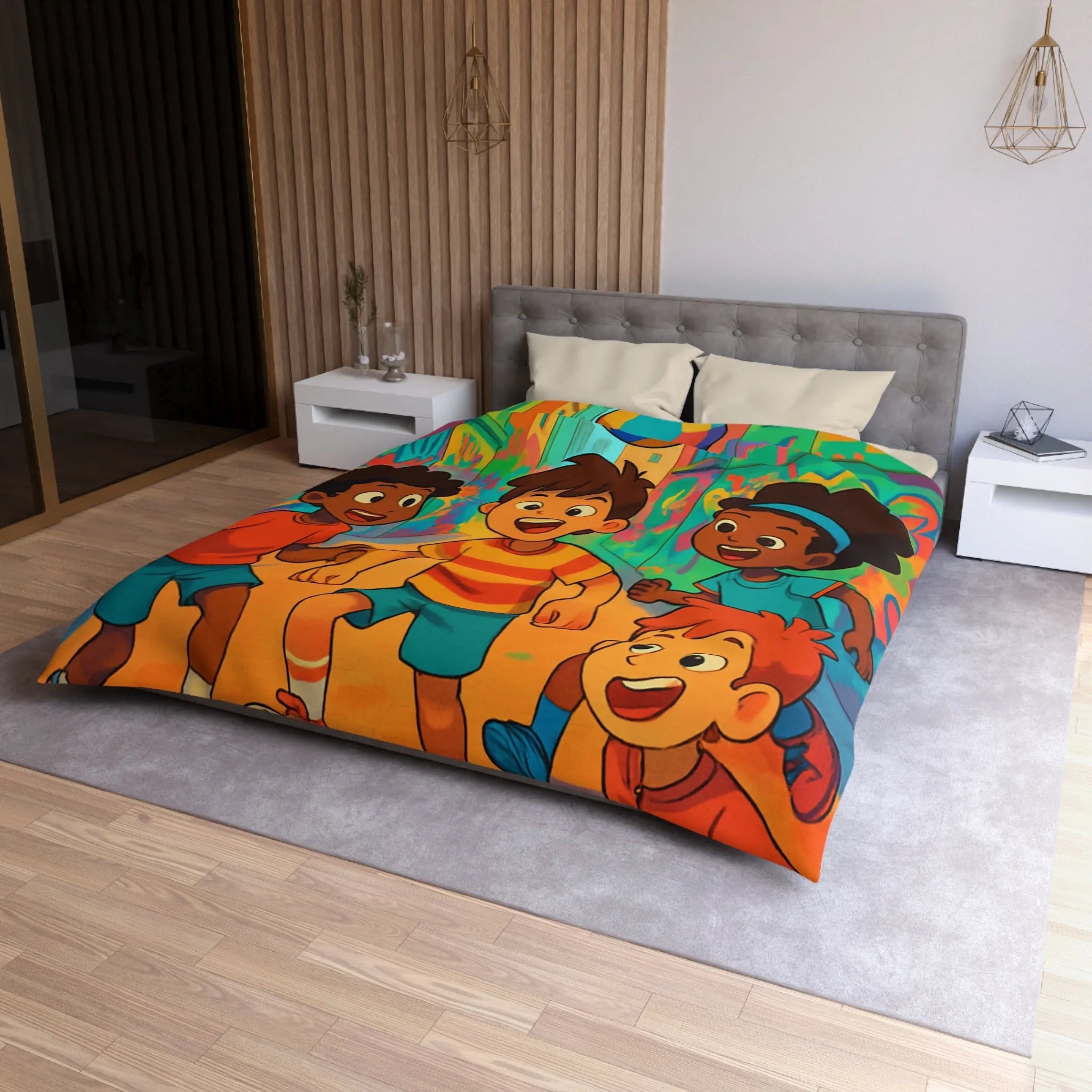 Housse de Couette Microfibre Art Graphique Contemporain Style Décoratif Chambre Tendance