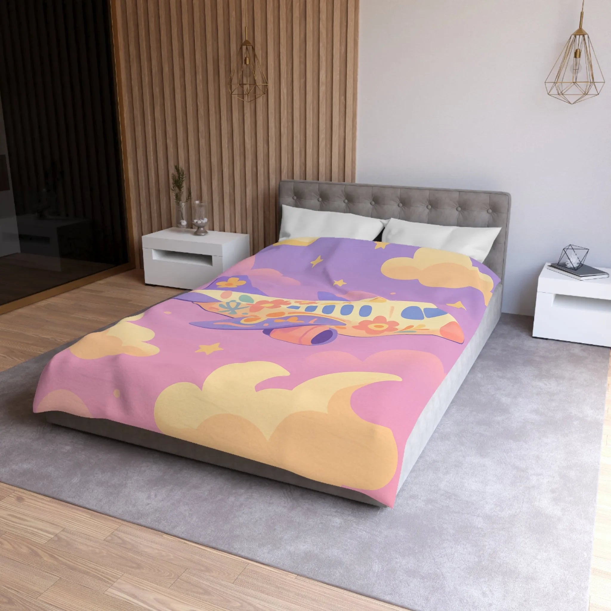 Housse de Couette Enfant Avion Fleuri, Repos Rêveur pour Chambre Cocon Douillet