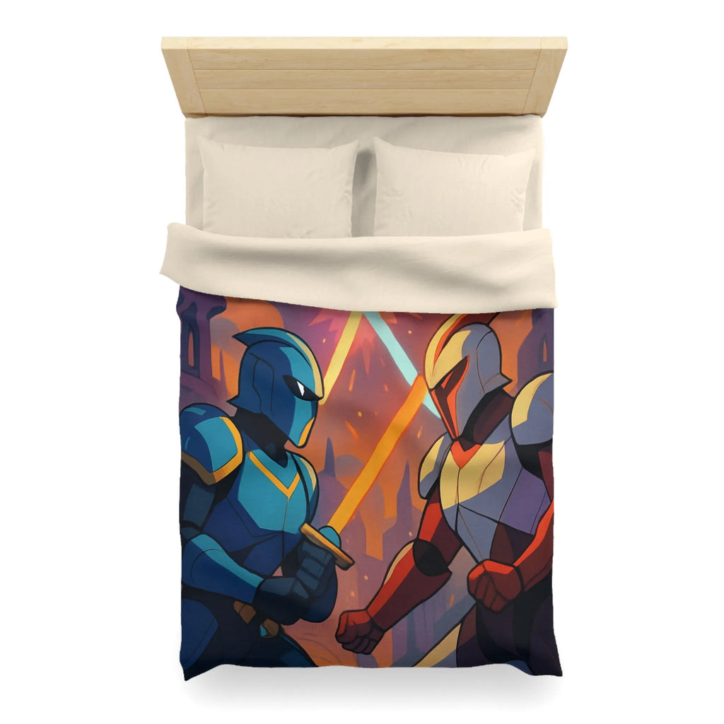 Épique scène de duel au sabre laser dans un paysage intergalactique coloré et artistique