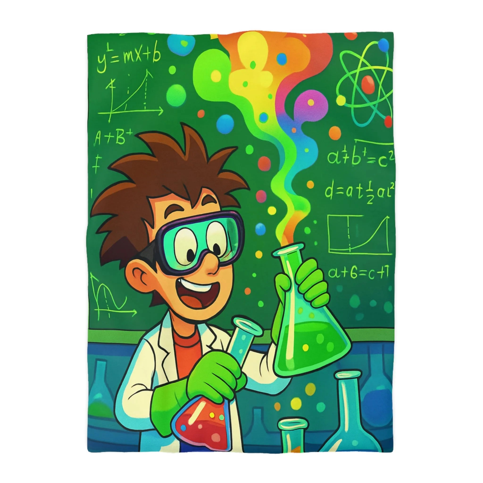 Housse de couette colorée pour enfants avec motif laboratoire scientifique amusant et éducatif