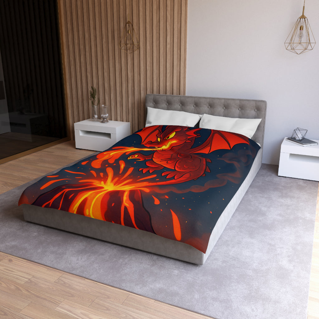 Intense Housse Dragon Rouge Feu Volcanique Ambiance Nocturne Idéale pour Chambre Fantasy