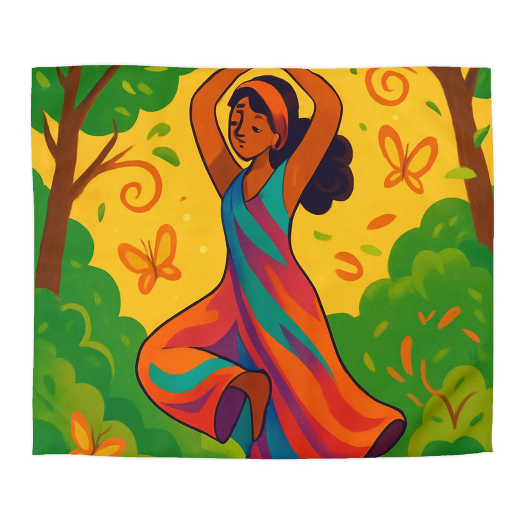 Housse de Couette Colorée avec Motif Filles et Papillons dans Forêt Enchantée