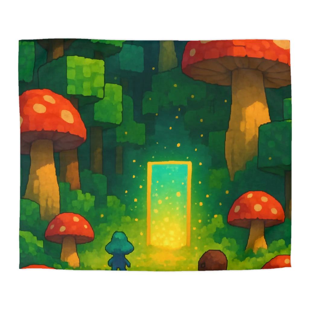 Housse de couette forêt enchantée avec créatures mignonnes et champignons rouges géants magiques