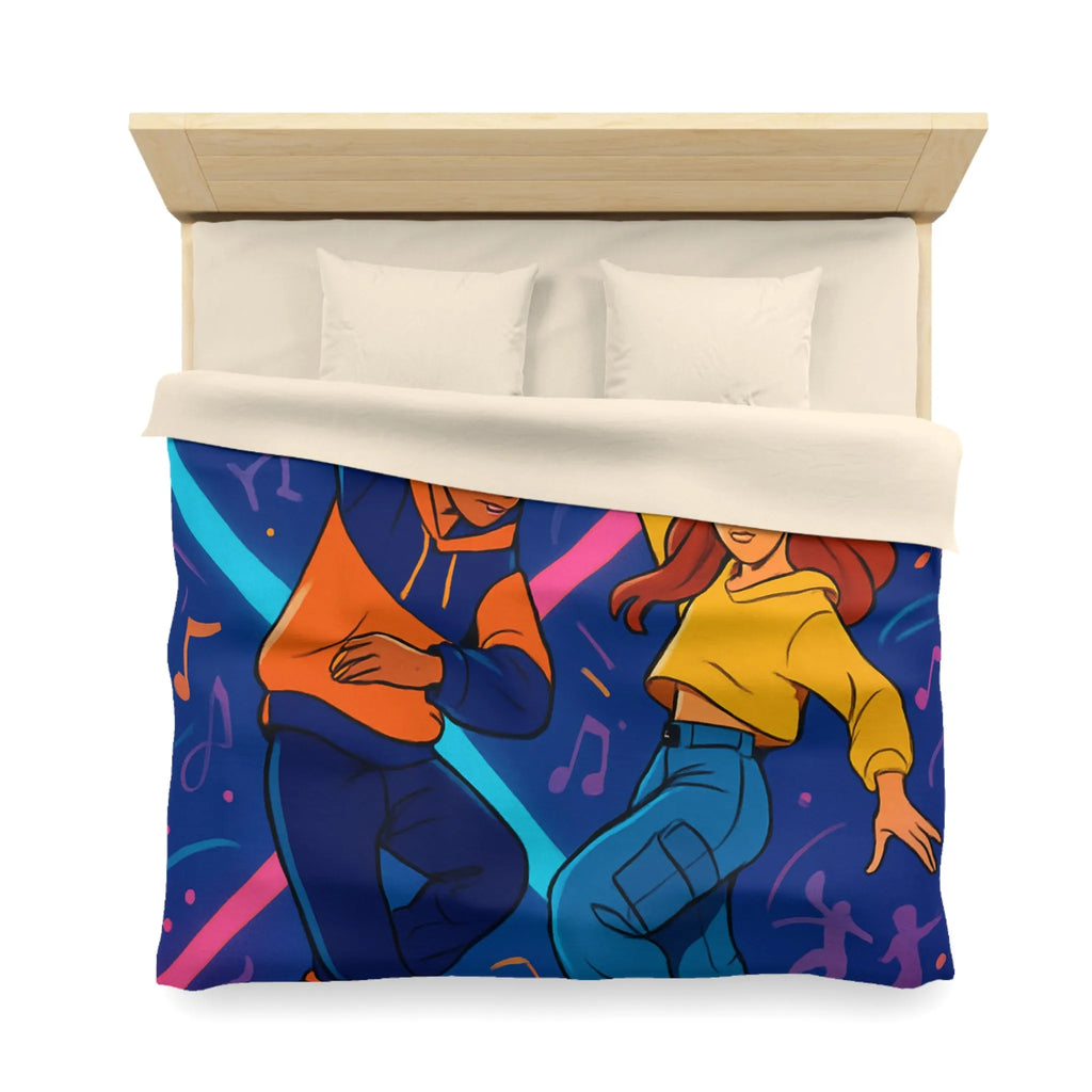 Housse de couette dynamique avec danseurs hip hop sur fond coloré et musical