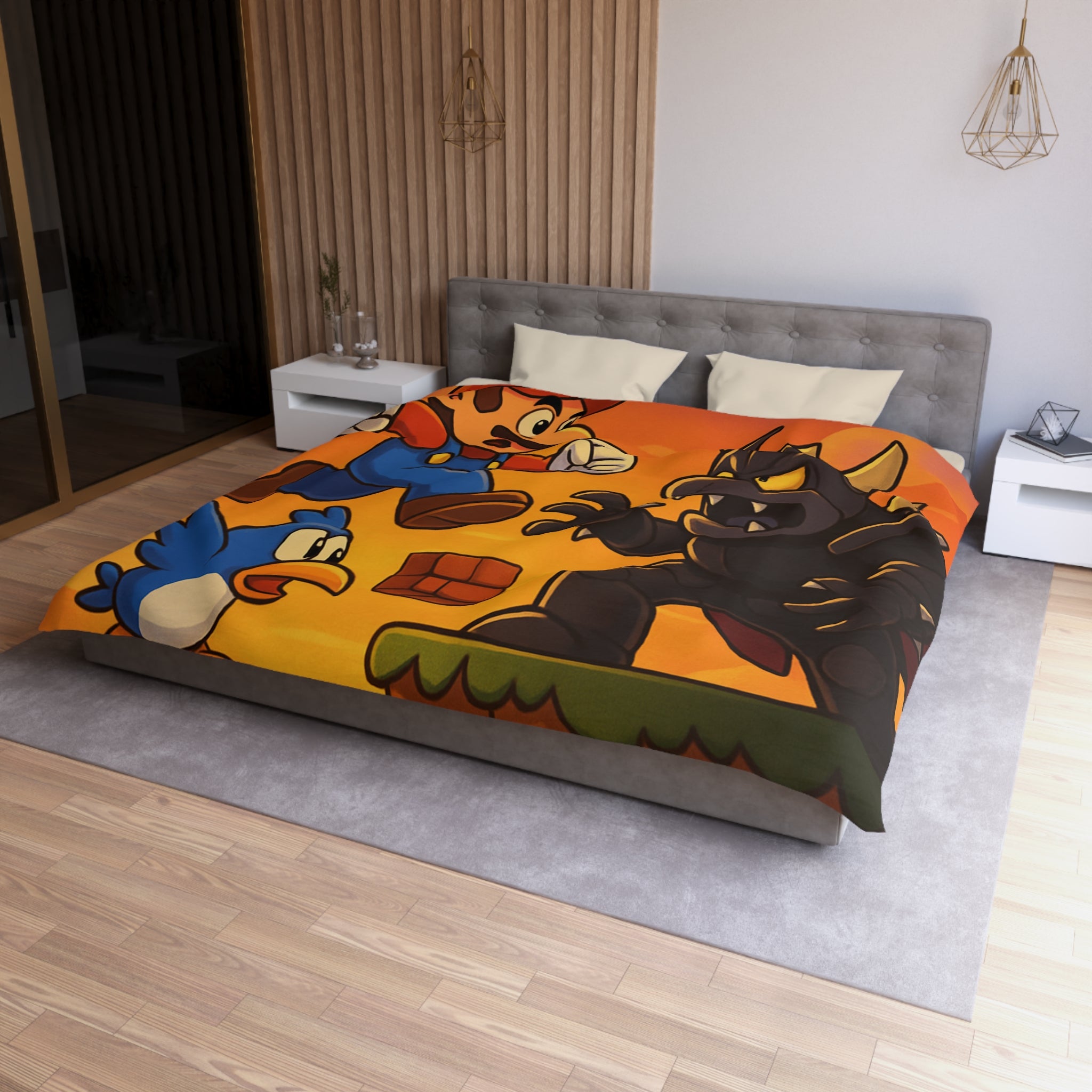 Housse de Couette Microfibre Motif Créatif Original Style Contemporain Chambre Élégante