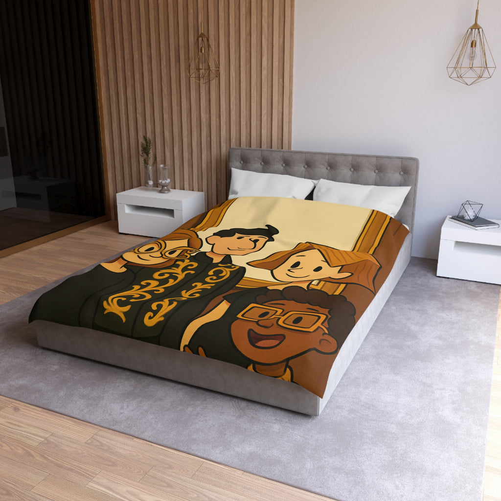 Housse de Couette Originale avec Illustration de Quatre Personnages Animés au Style Unique
