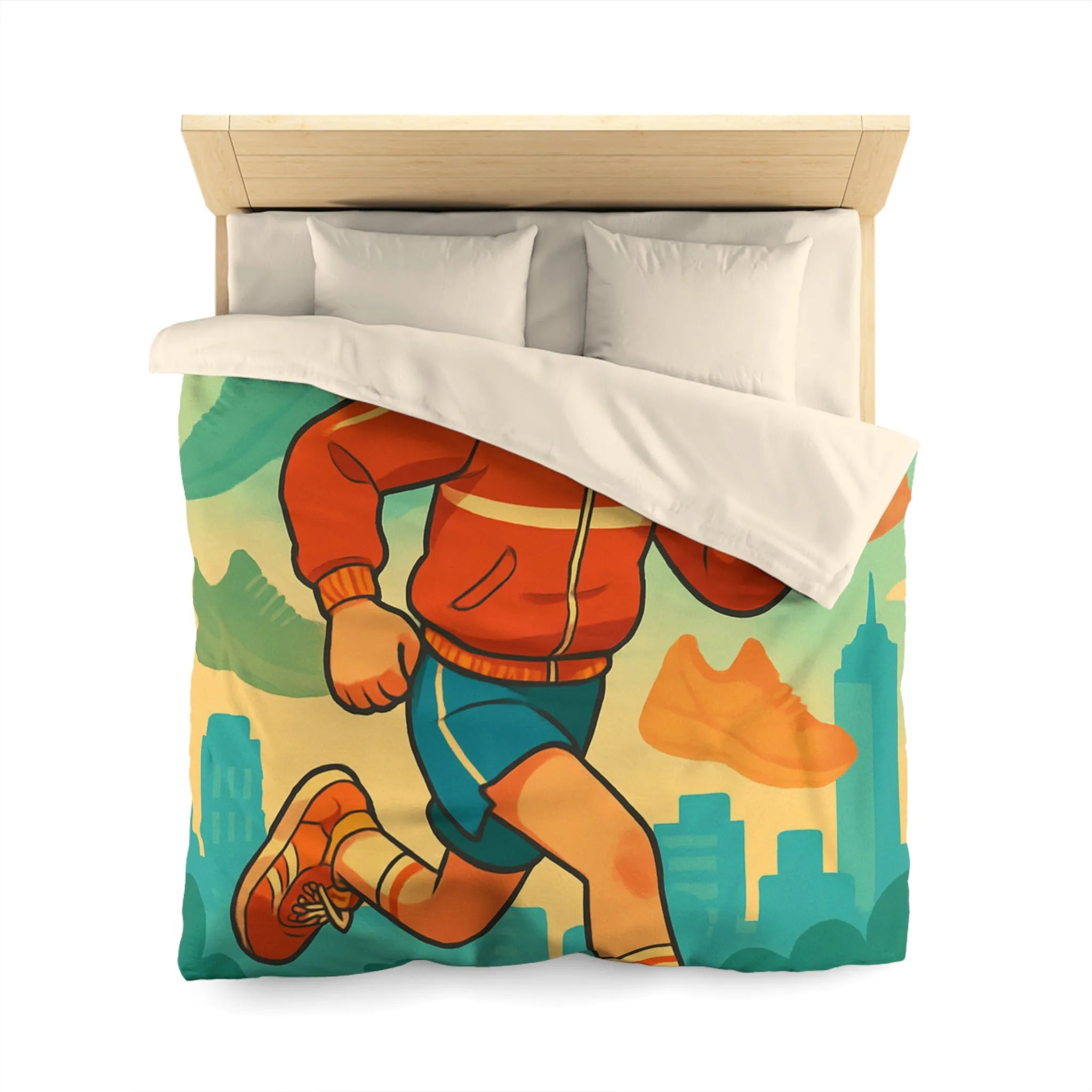 Housse de couette dynamique pour enfant avec athlète et nuancé de chaussures colorées