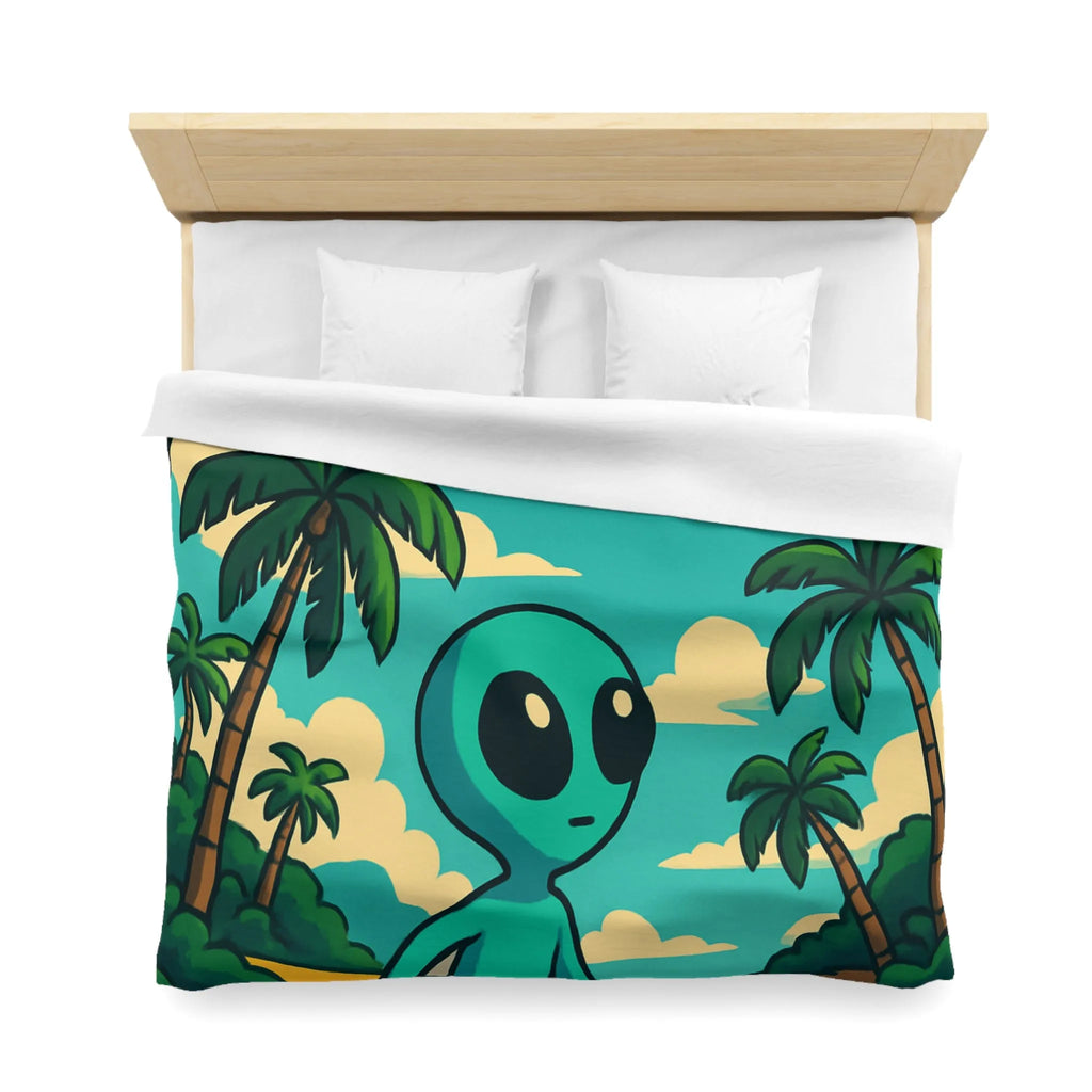 Housse de Couette Enfant Alien Plage Tropicale Planète Saturée Rêveur Ciel Imagination