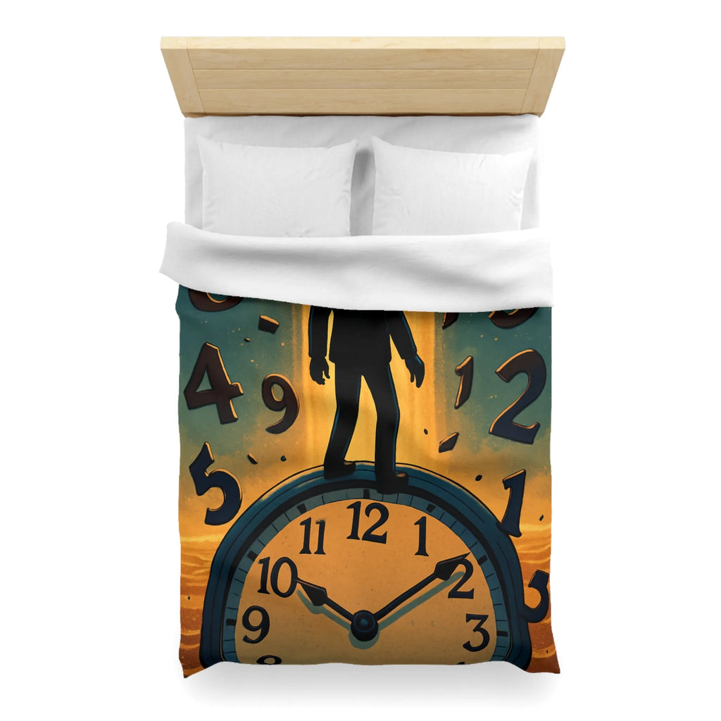 Housse de couette avec horloge mystique et voyageur des rêves en noir