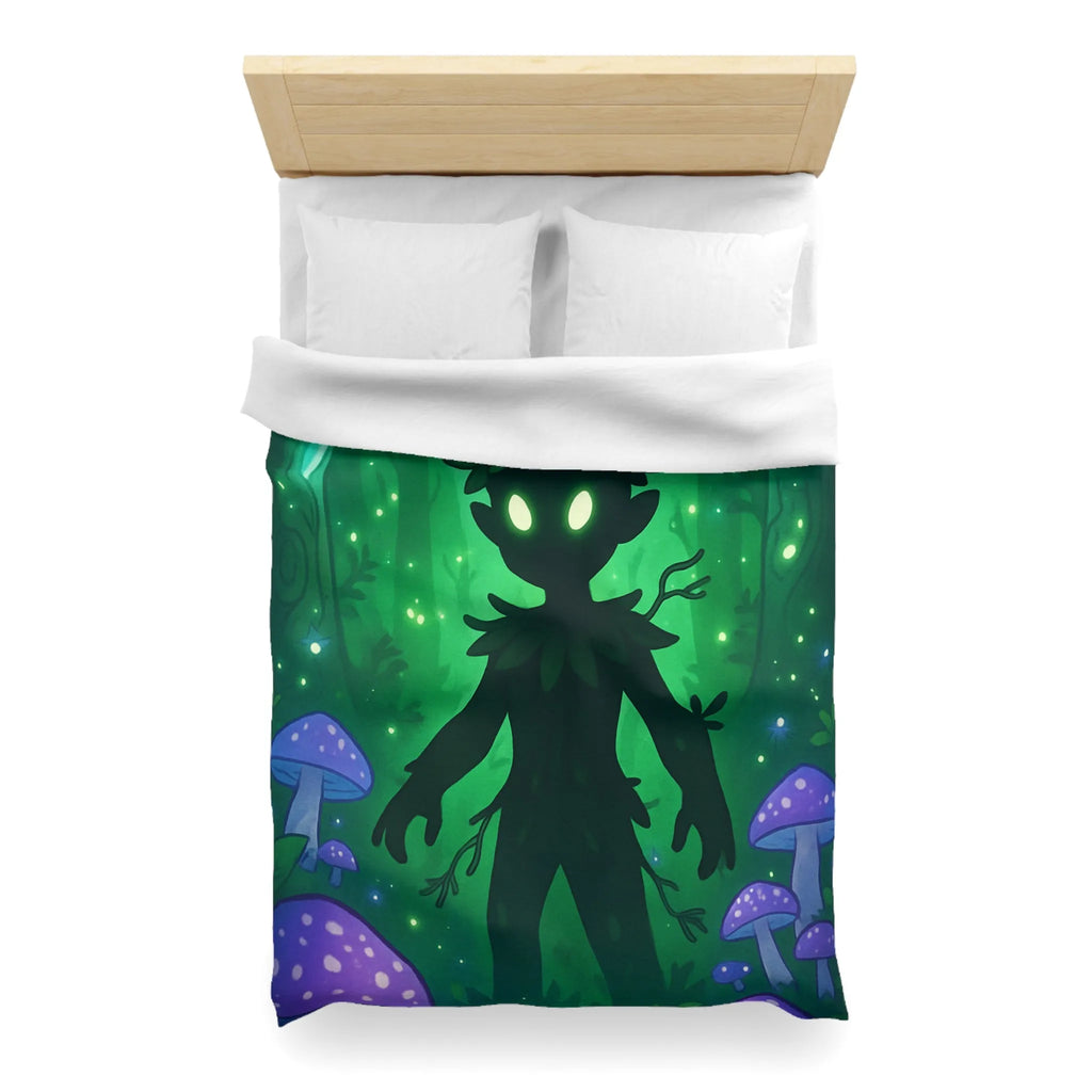 Housse de couette féerique avec créature forestière et champignons lumineux dans la nuit