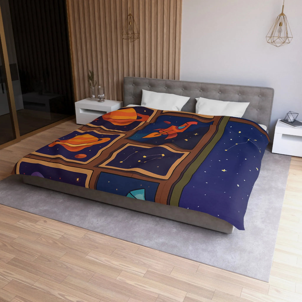Housse de Couette Espace Coloré avec Fusées et Constellations pour Chambre Enfant