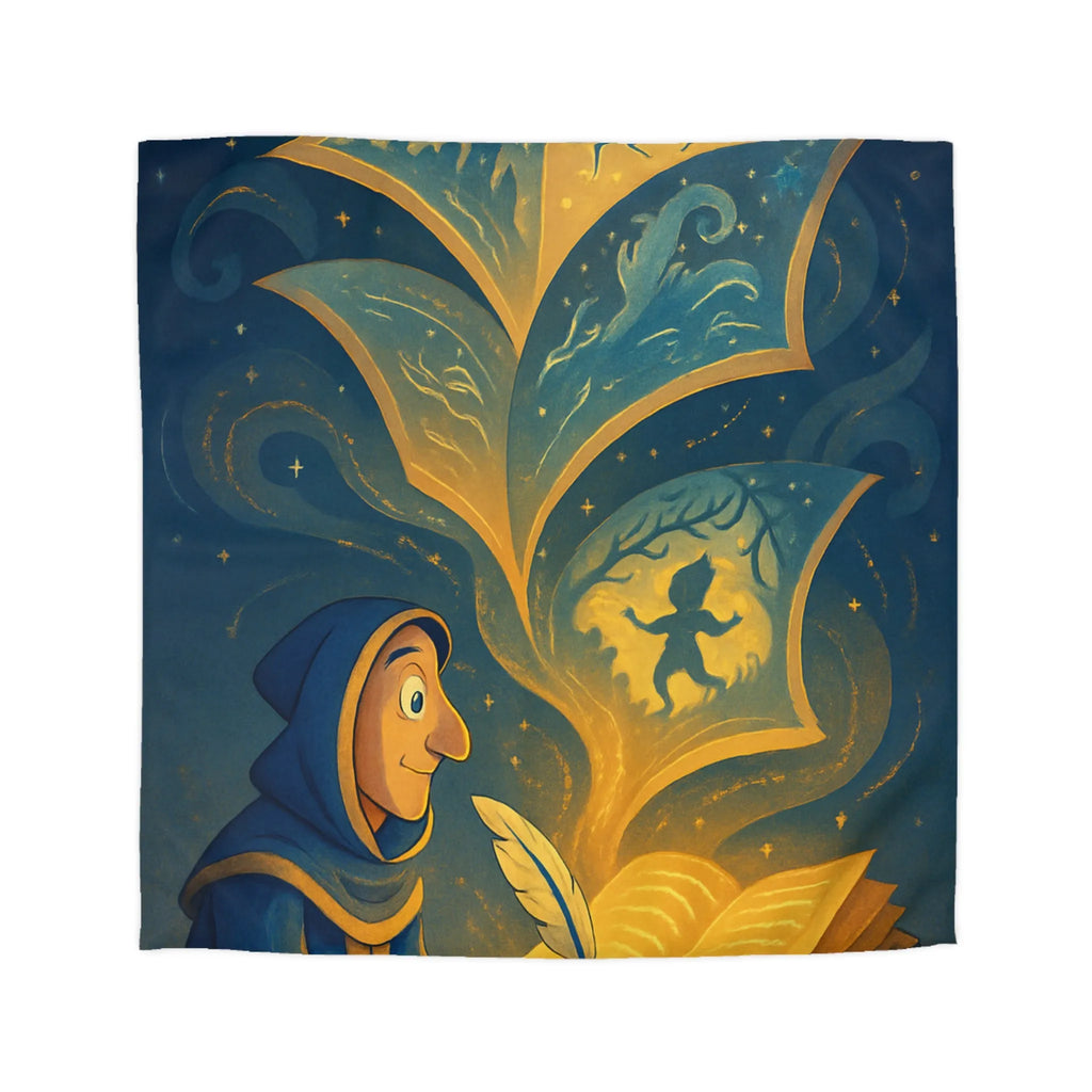 Housse de couette magique avec scène de conte illustrée et motifs féeriques scintillants