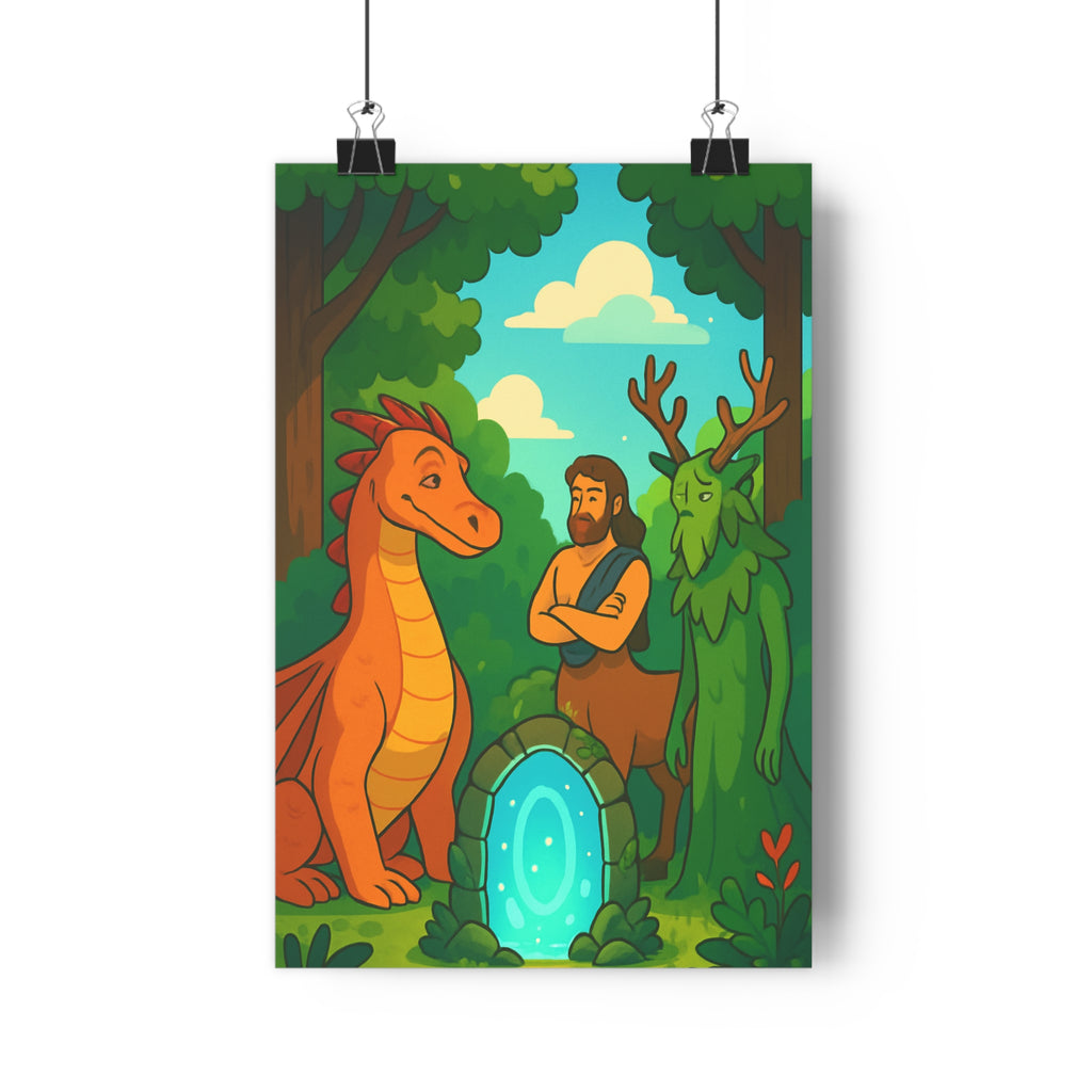 Poster décoratif mystique dragon orange centaure créature enchantée naturel chambre détente 30x46 lumineux qualité