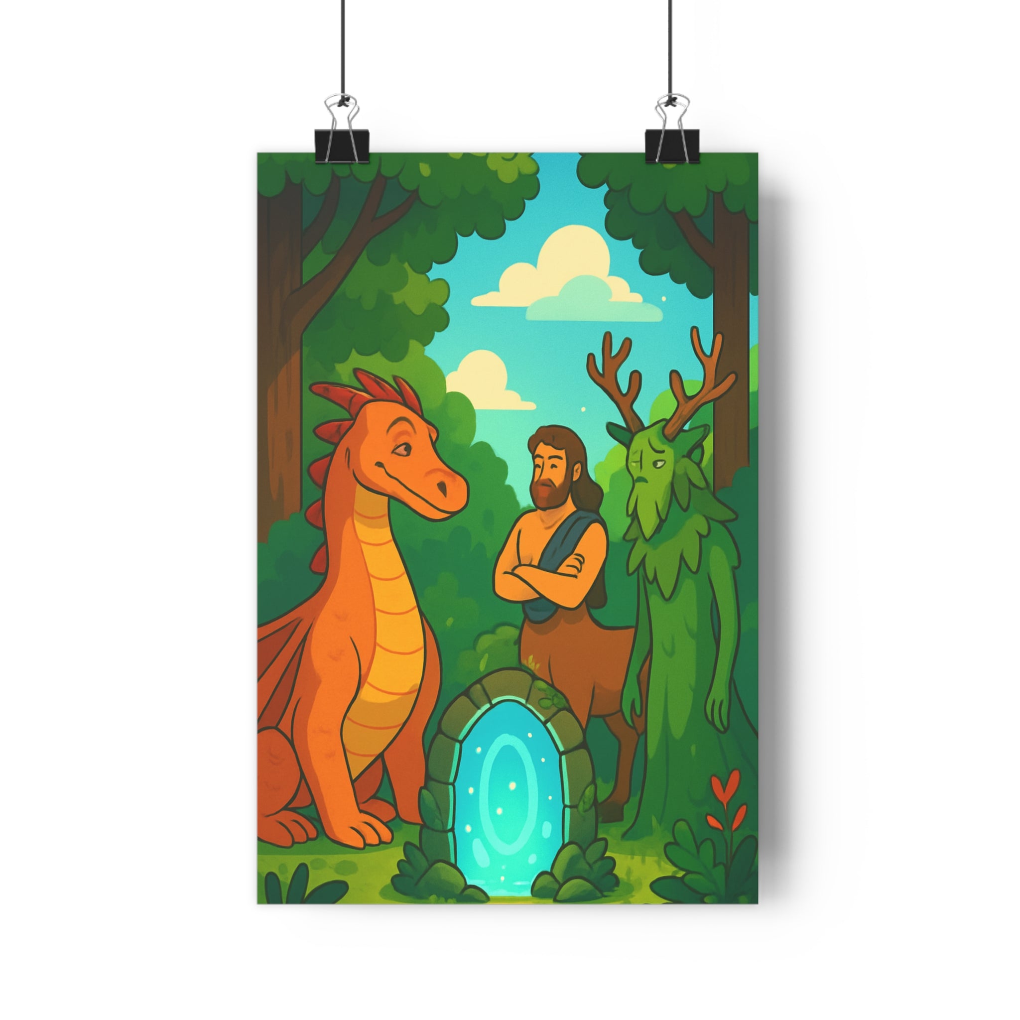 Poster décoratif mystique dragon orange centaure créature enchantée naturel chambre détente 30x46 lumineux qualité