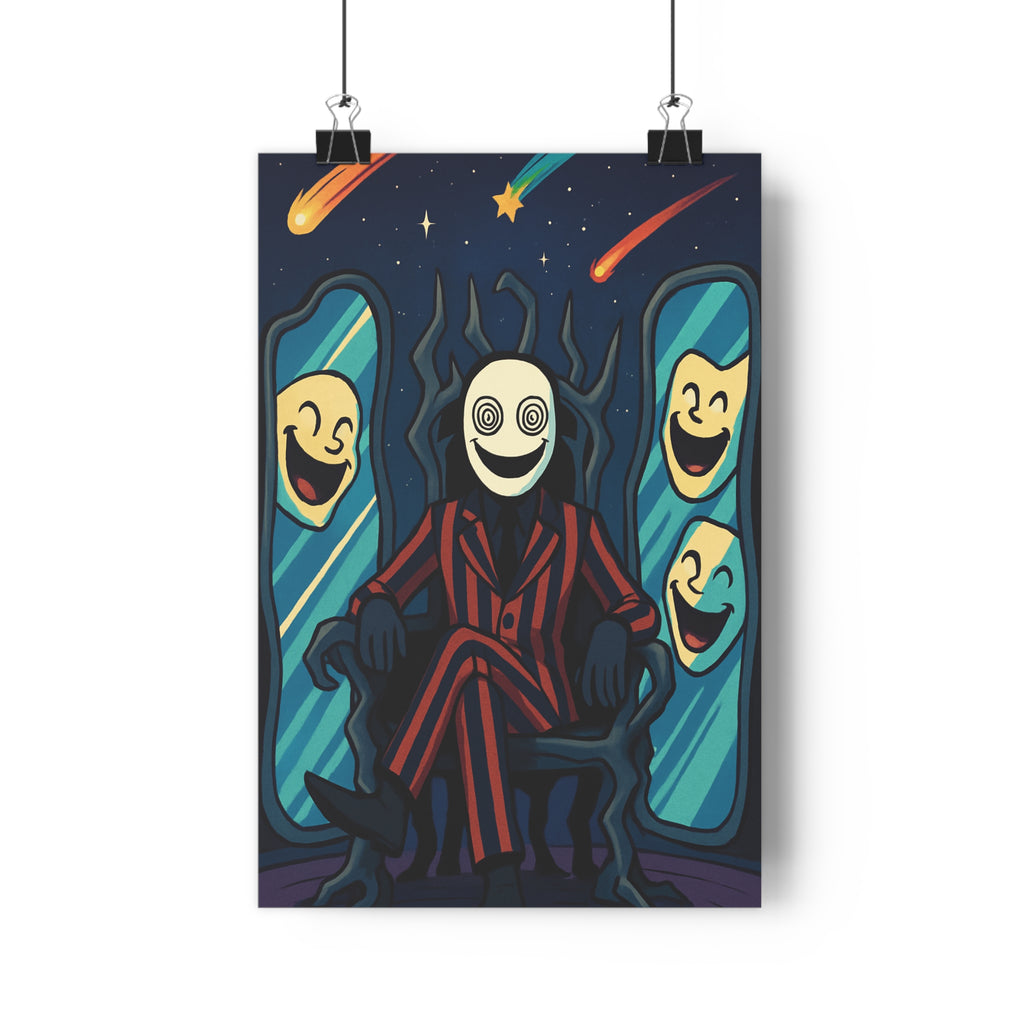 Poster décoratif mystérieux rouge noir magique moderne salon chambre design contrasté miroir trône étoilé