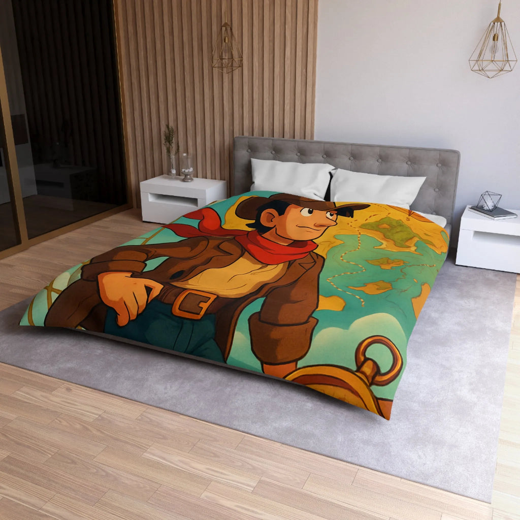 Aventure en Haute Mer avec Explorateur et Carte au Trésor, Housse de Couette Unique