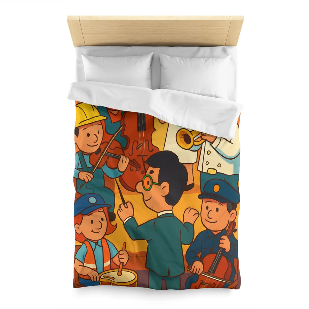 Housse de couette colorée avec illustrations de musiciens habillés en différentes professions