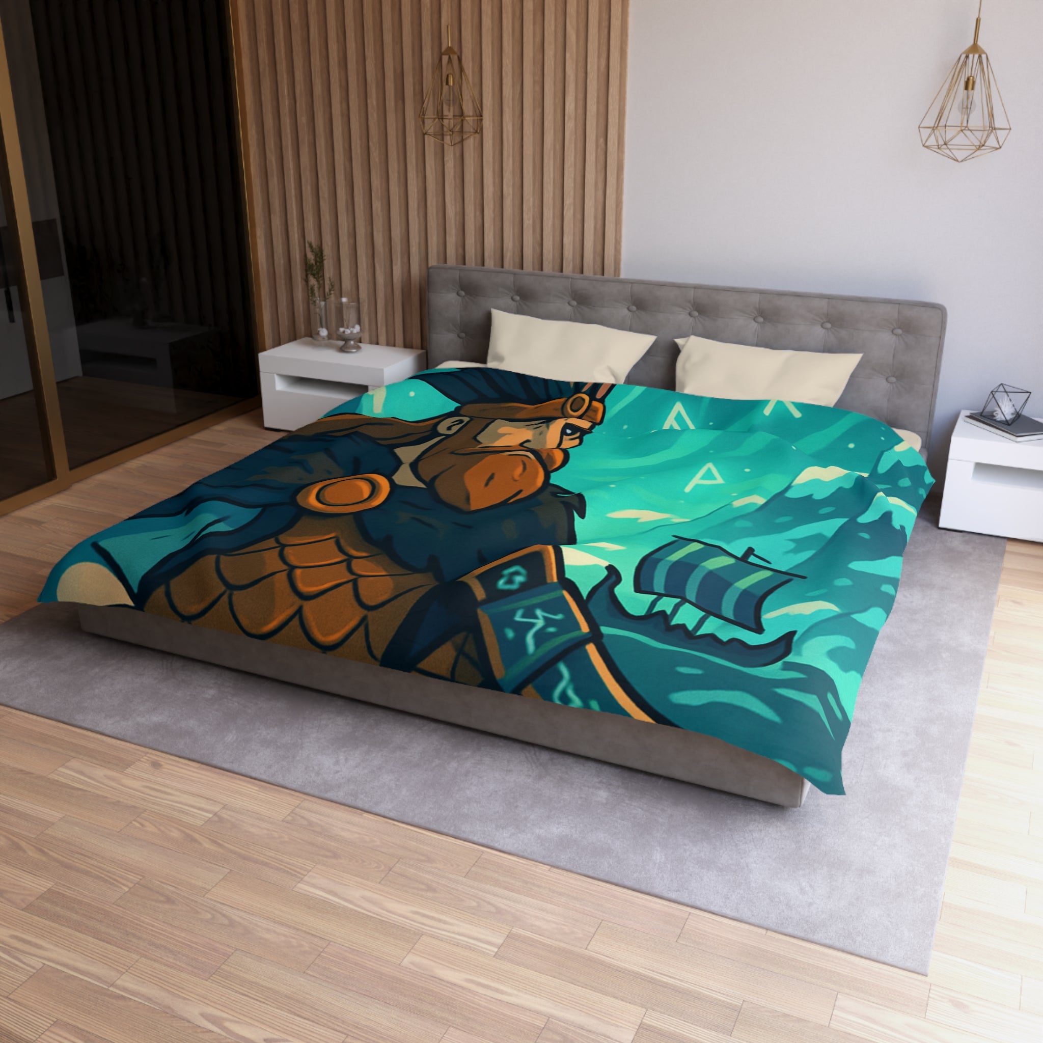 Housse de Couette Microfibre Illustration Unique Design Moderne Décoration Intérieure Raffinée