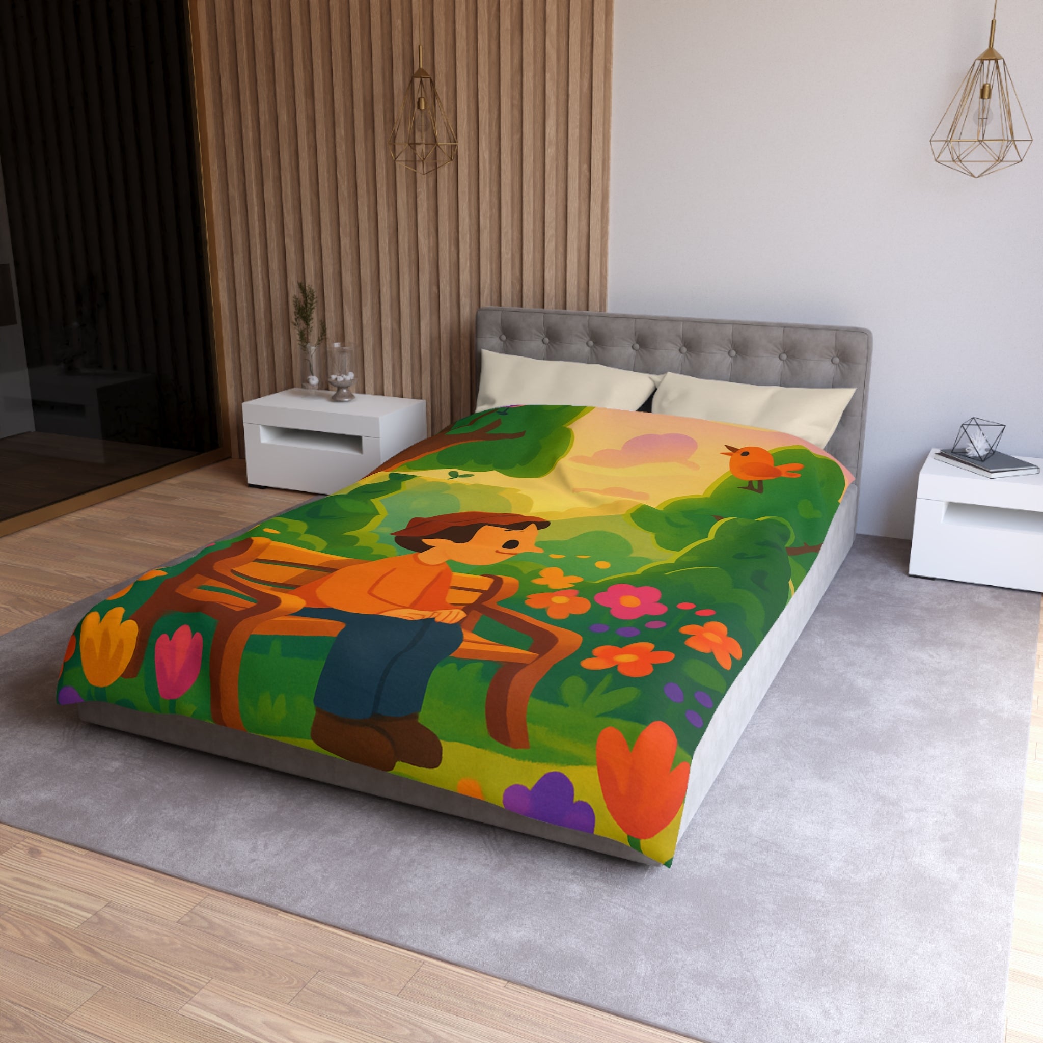 Housse de Couette Microfibre Design Artistique Moderne Décoration Chambre Confort Premium